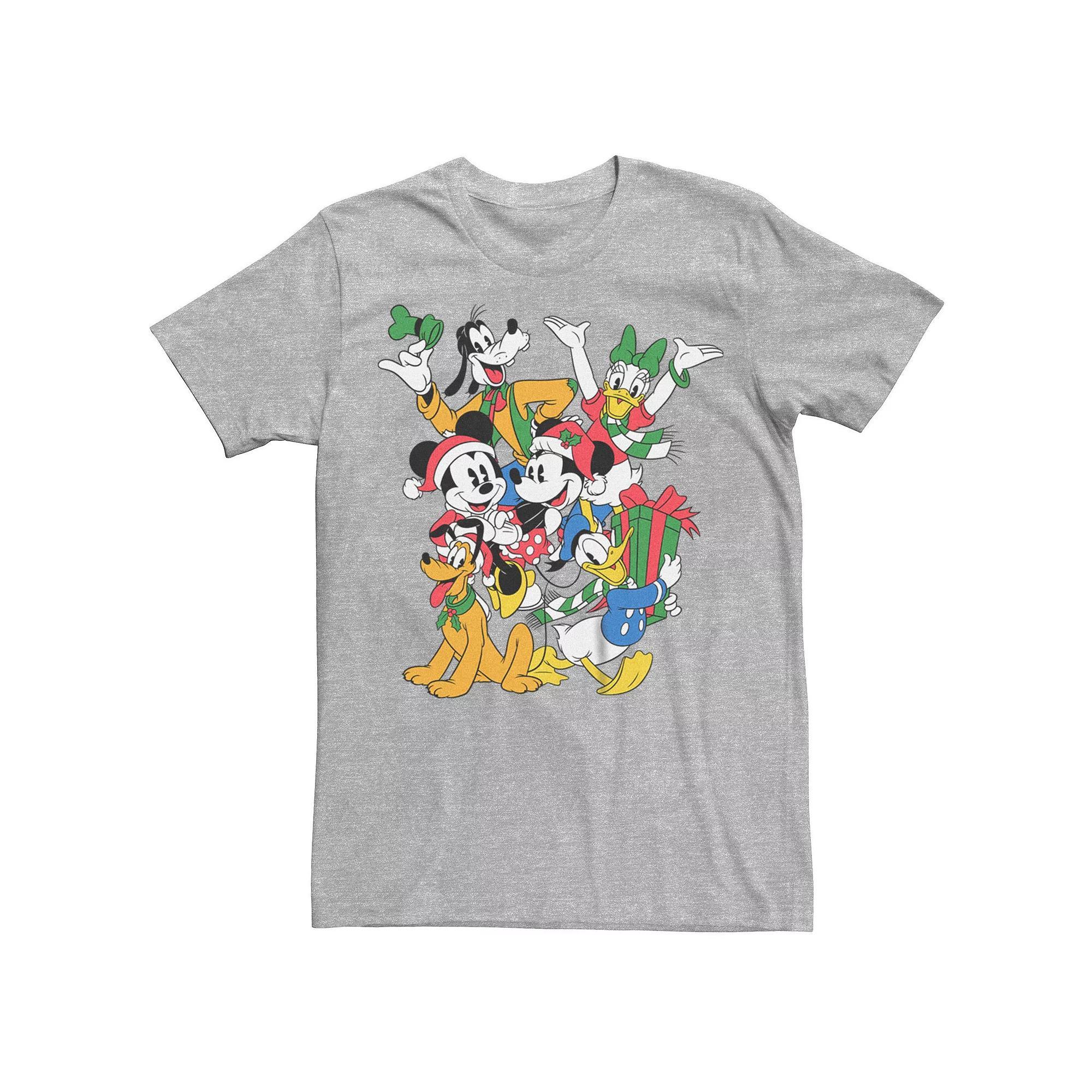 Disney's Mickey Mouse Men's And Friends Christmas Gathering Tee, Size: Small, Athletic Grey Product Image