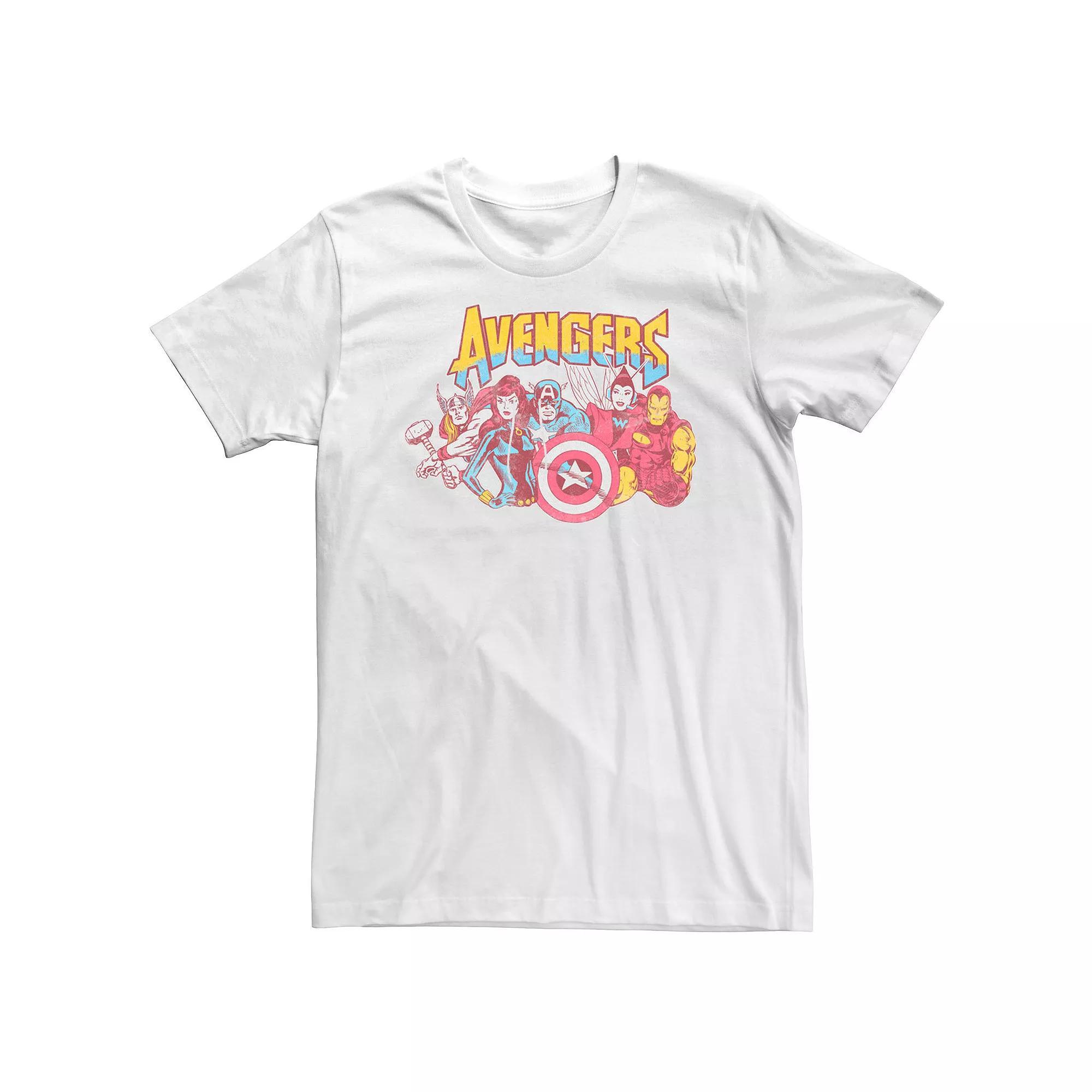 Big & Tall Marvel Avengers Superheroes Vintage Comics Tee, Men's, Size: 4XB, White Product Image