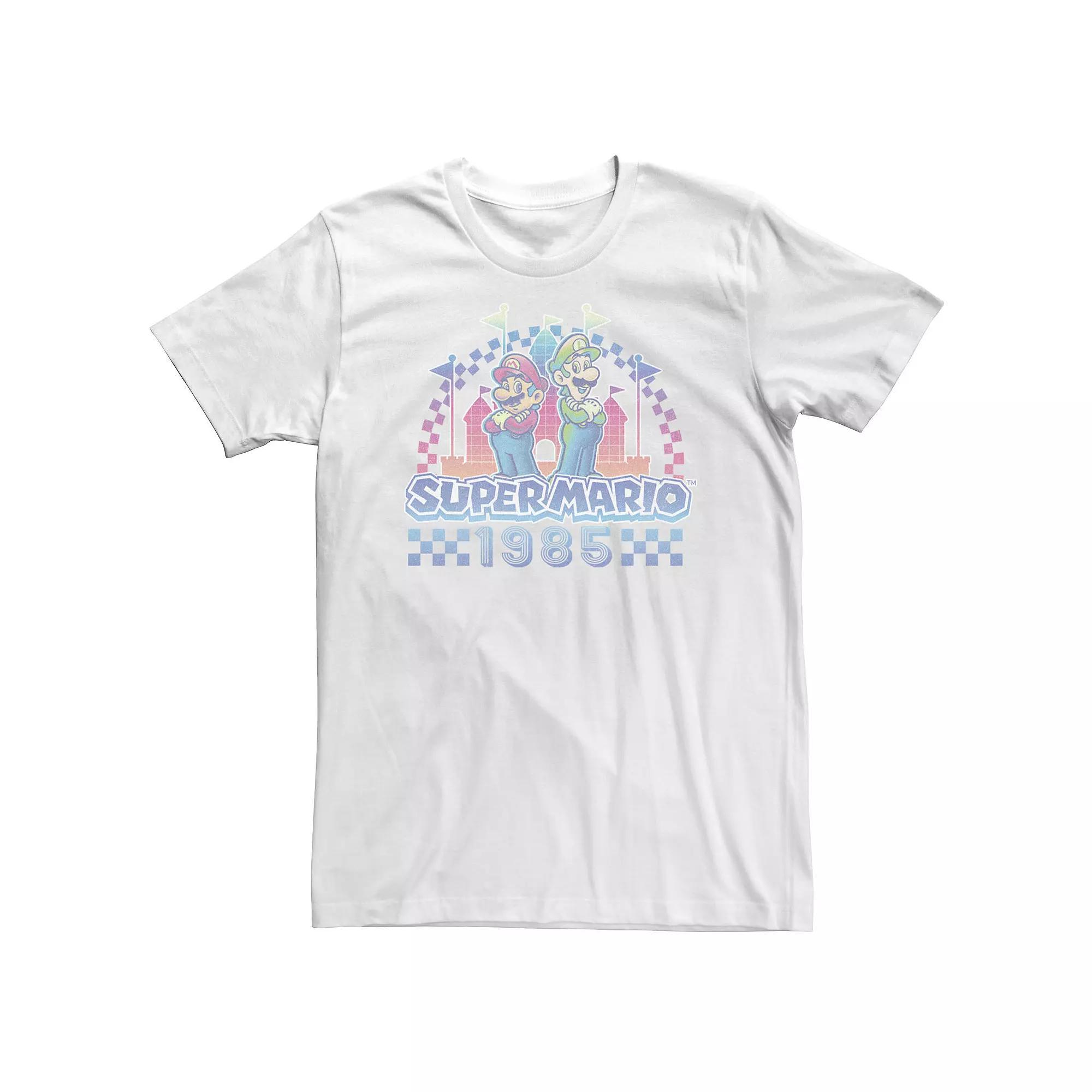 Big & Tall Super Mario 35th Anniversary Mario & Luigi 1985 Tee, Men's, Size: XXL Tall, White Product Image