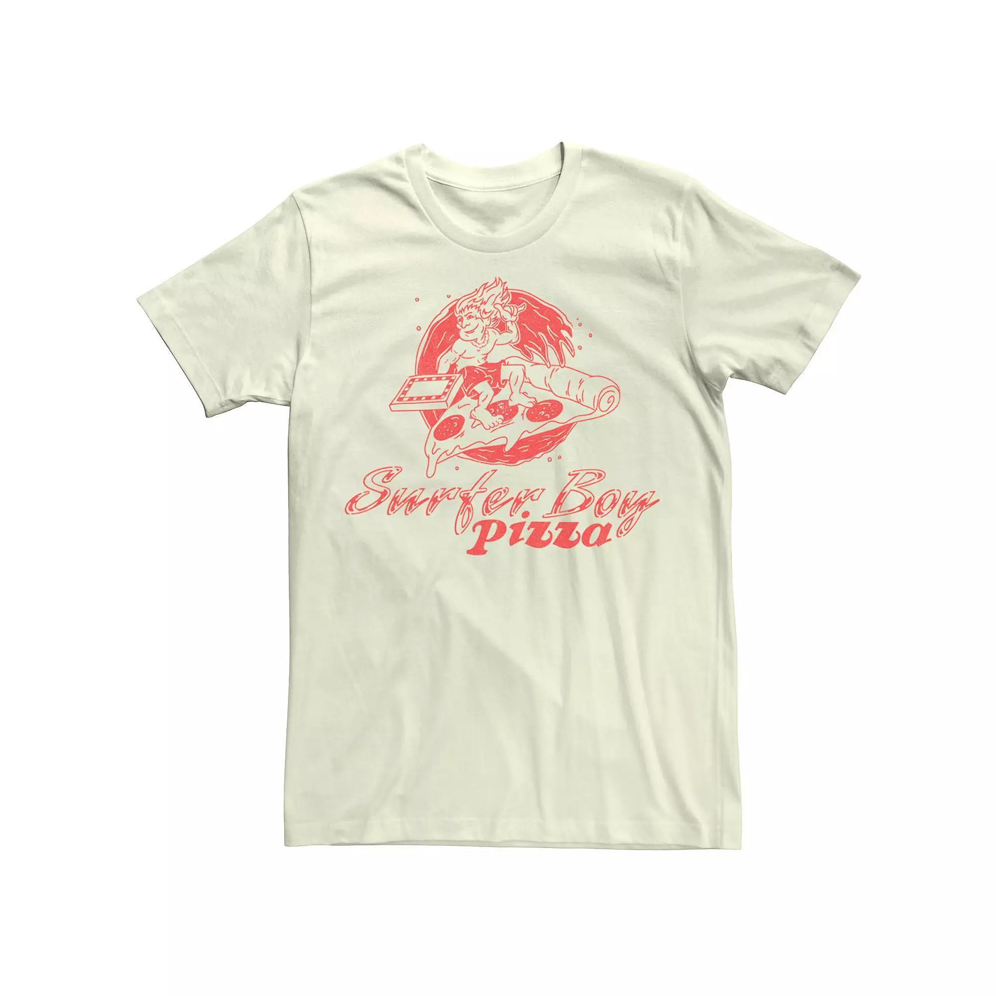 Men's Netflix Stranger Things Surfer Boy Pizza Tee, Size: Medium, Natural Product Image