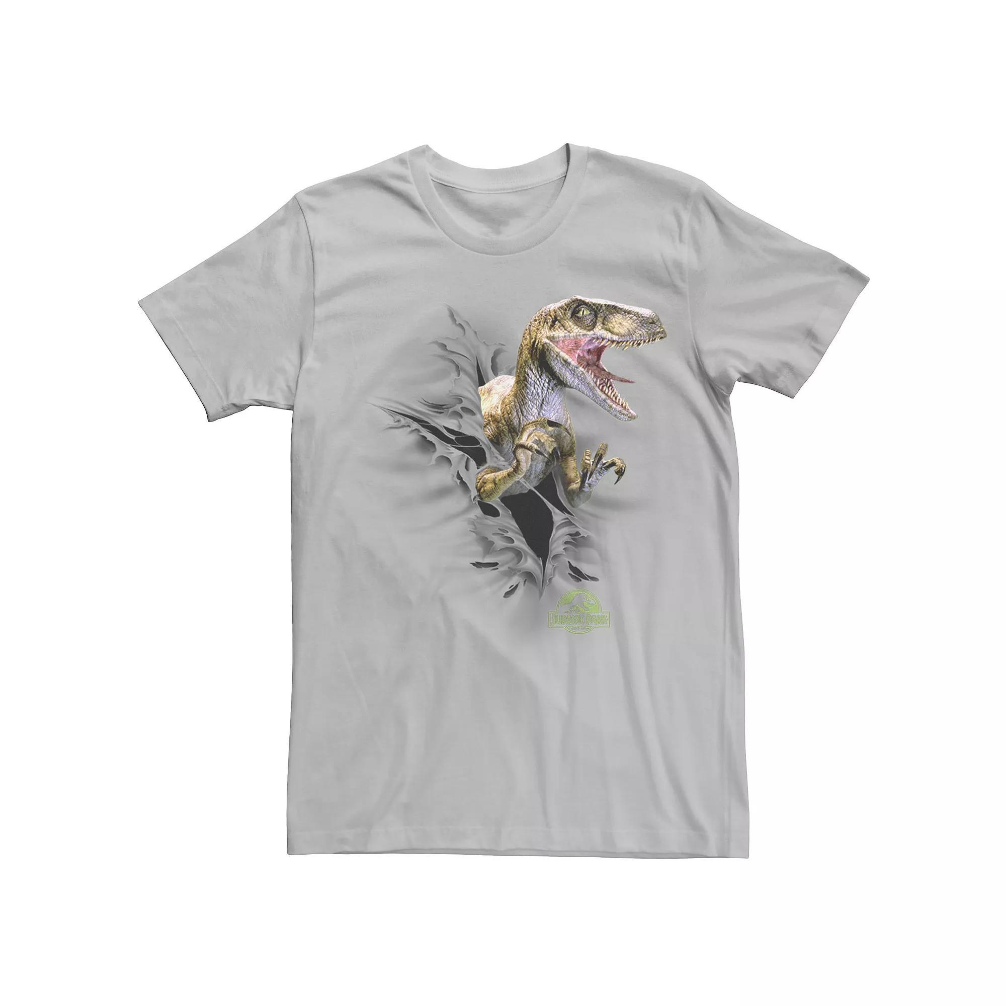 Men's Jurassic Park Ripping Velociraptor Graphic Tee, Size: XXL, Kelly Grey Product Image