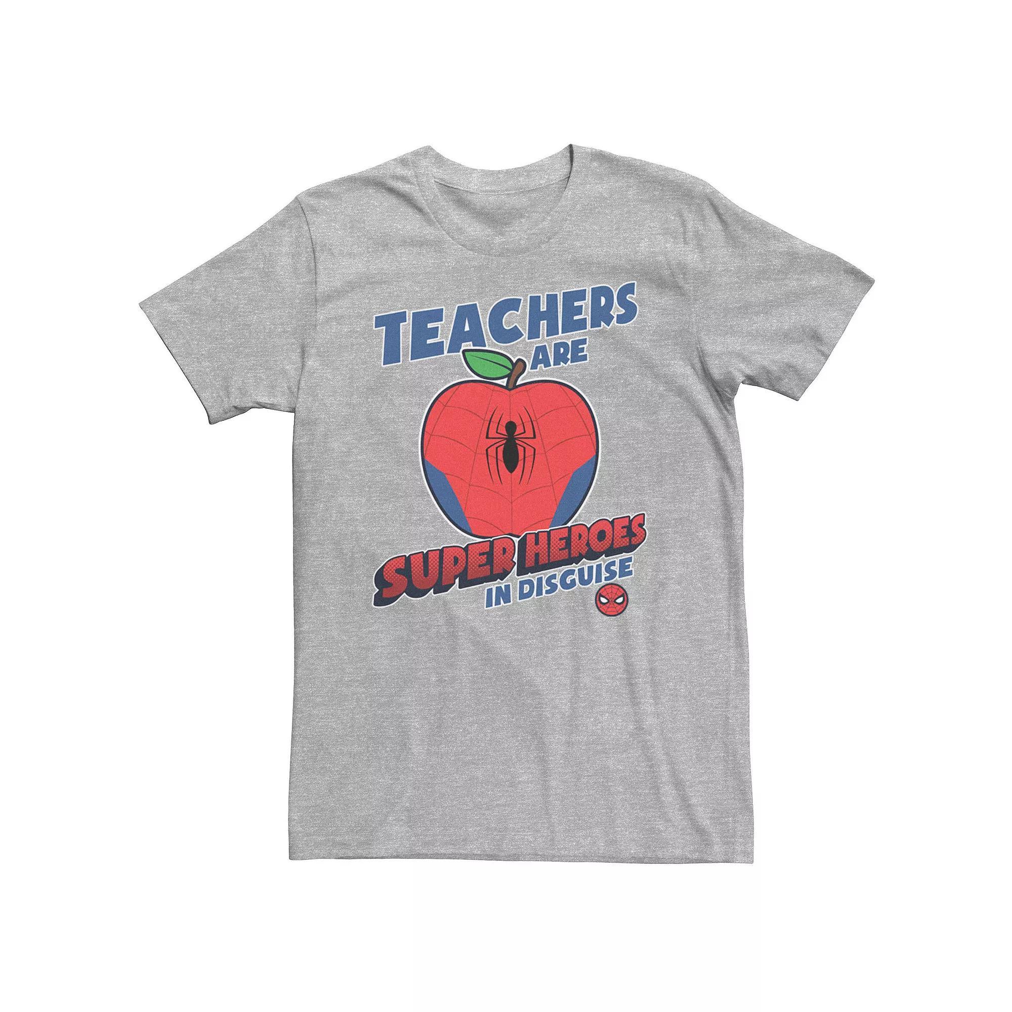 Men's Marvel Teachers Are Super Heroes In Disguise Spider-Man Tee, Size: Small, Athletic Grey Product Image
