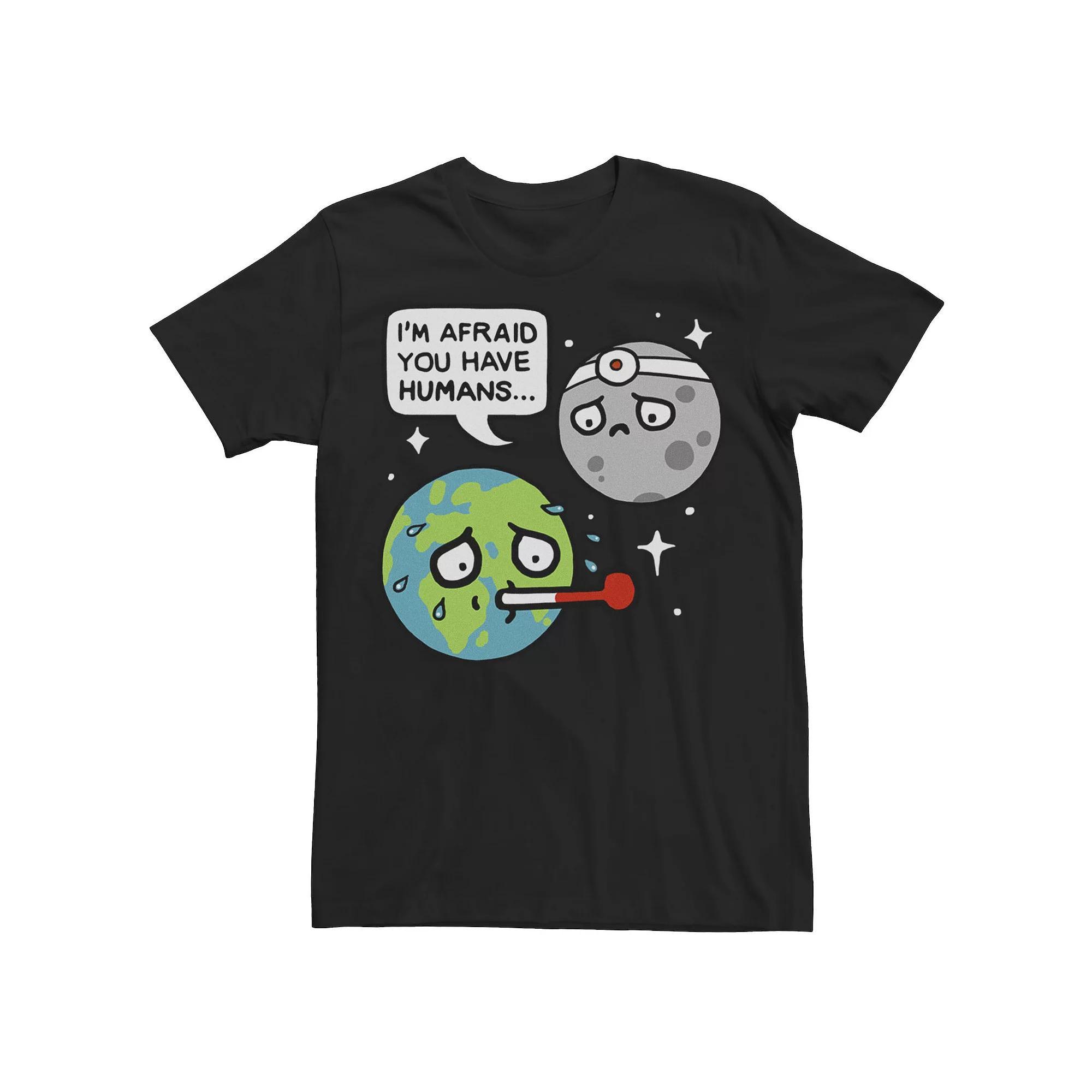 Men's I'm Afraid You Have Humans Moon And Earth Graphic Tee, Size: Medium, Black Product Image