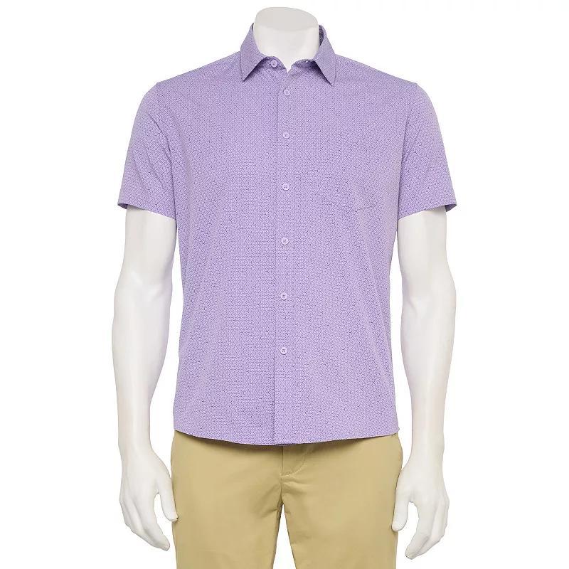 Men's FLX Performance Untucked-Fit Short Sleeve Button Down Shirt, Size: Small, Blue Water Product Image