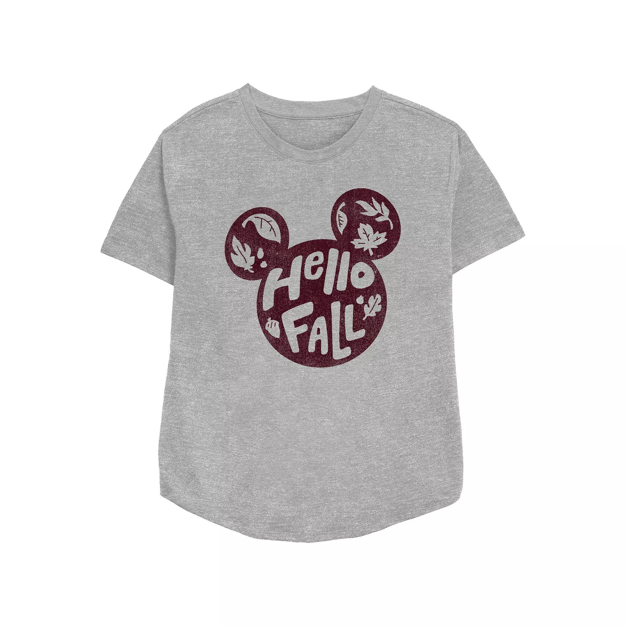 Disney's Mickey Mouse Juniors' Hello Fall Relaxed Fit Graphic Tee, Women's, Size: XXL, Athletic Grey Product Image