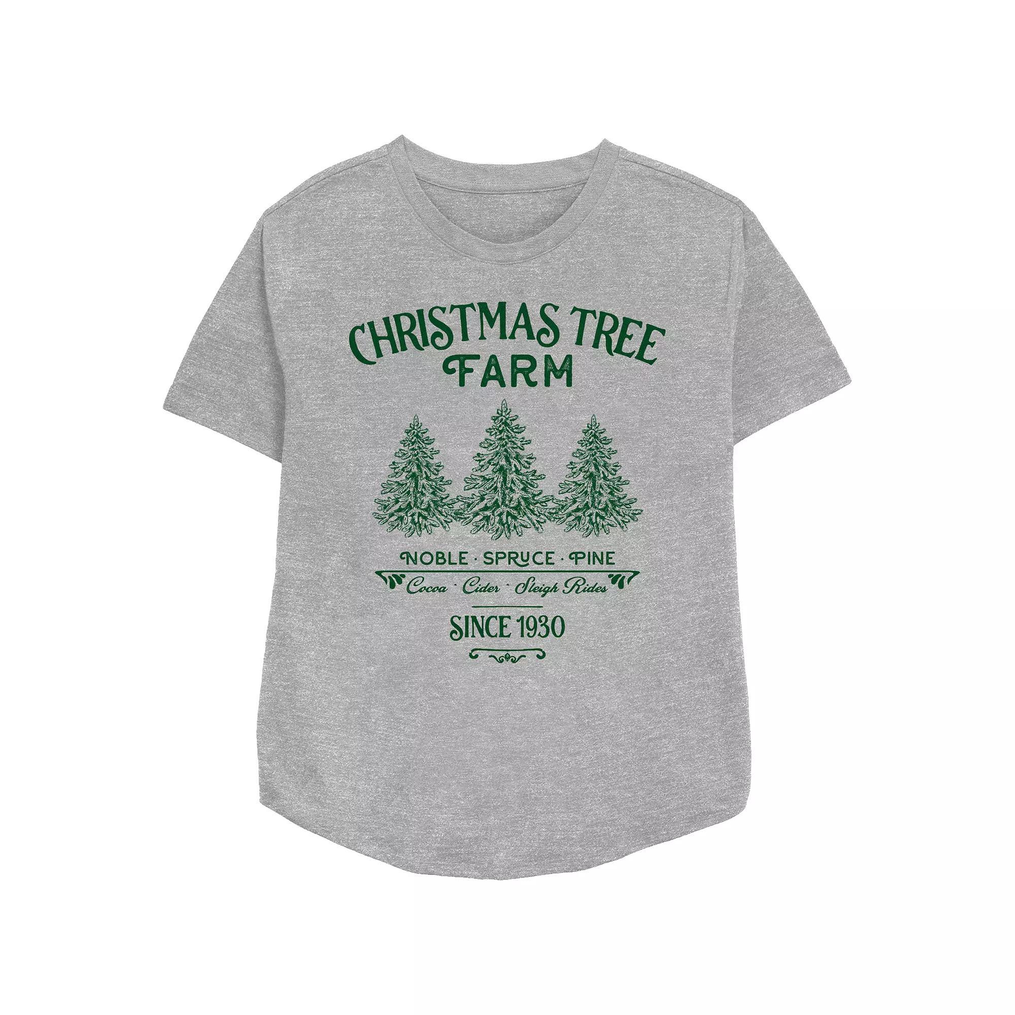 Women's Christmas Tree Farm Since 1930 Relaxed Fit Graphic Tee, Size: XXL, Athletic Grey Product Image