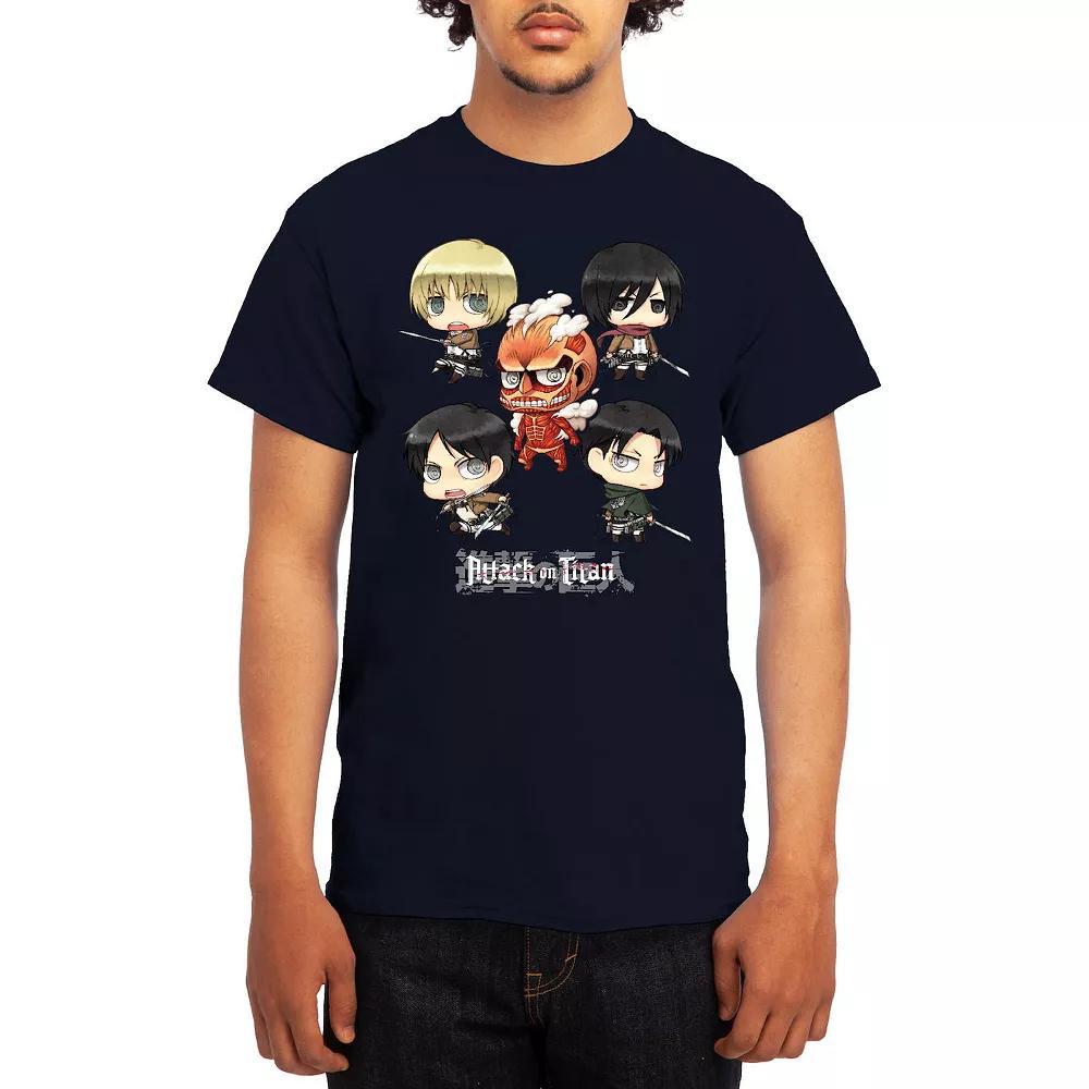 Men's Attack on Titan Chibi Character Arranged Graphic Tee, Size: Large, Grey Navy Product Image
