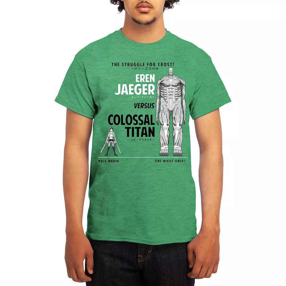 Men's Attack on Titan Eren Versus Colossal Titan Graphic Tee, Size: Large, Grey Lt Blue Product Image