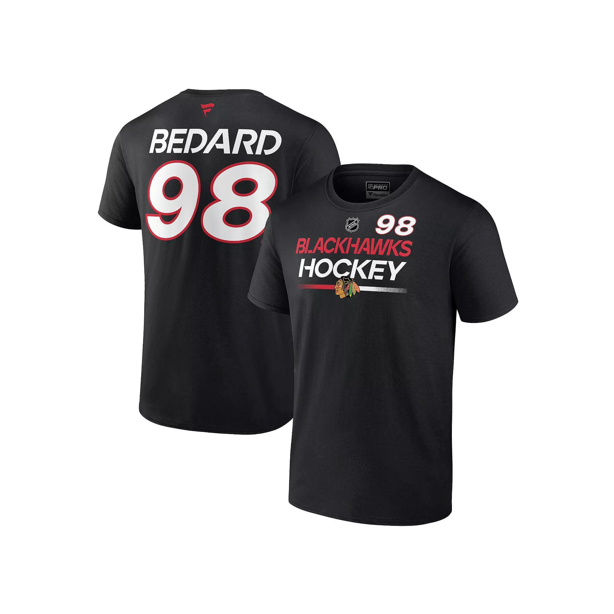 Men's Fanatics Branded Connor Bedard Black Chicago Blackhawks Authentic Pro Prime Name & Number T-Shirt, Size: 4XL Product Image