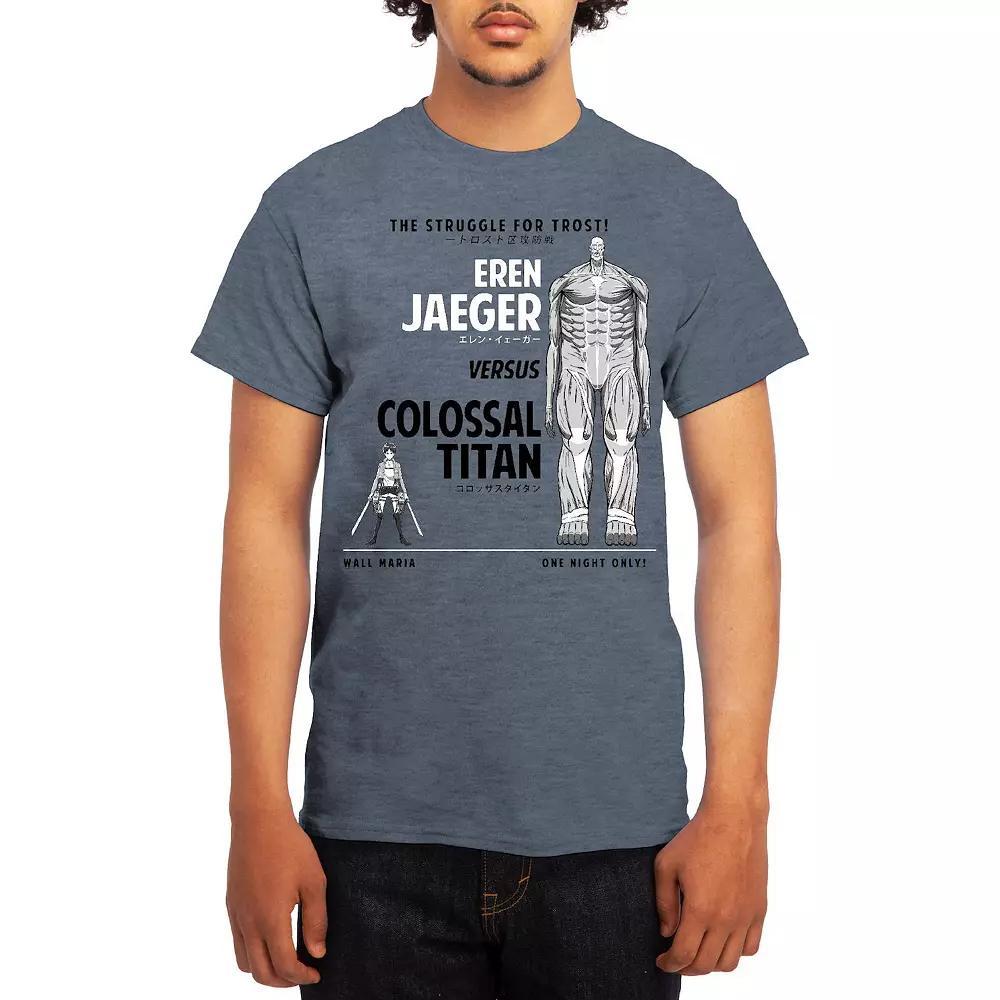 Men's Attack on Titan Eren Versus Colossal Titan Graphic Tee, Size: Large, Grey Lt Blue Product Image