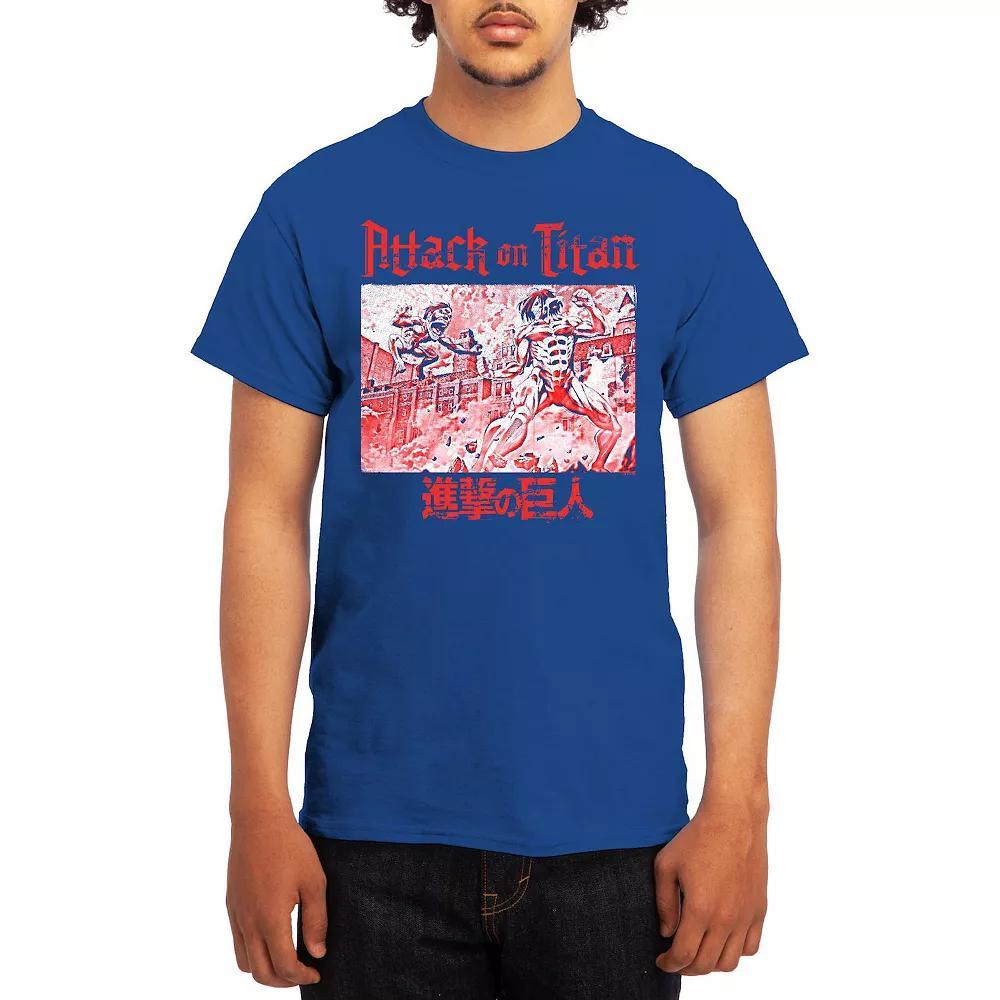 Men's Attack on Titan Action Fight Titan Clouds Tee, Boy's, Size: Large, Grey Red Product Image