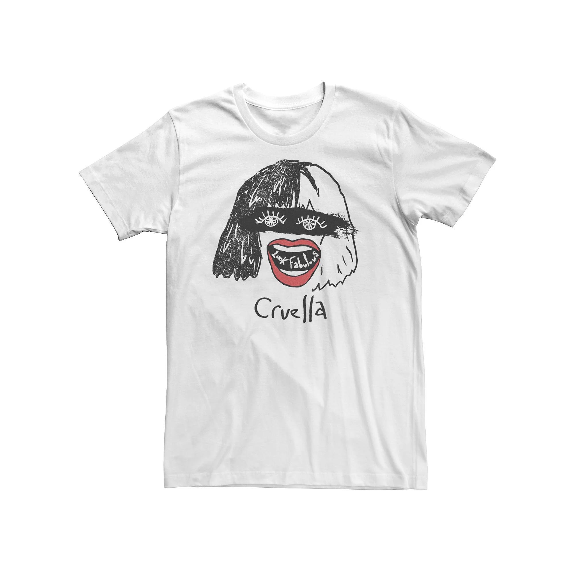 Big & Tall Disney Cruella Look Fabulous Sketch Tee, Men's, Size: 4XLT, White Product Image