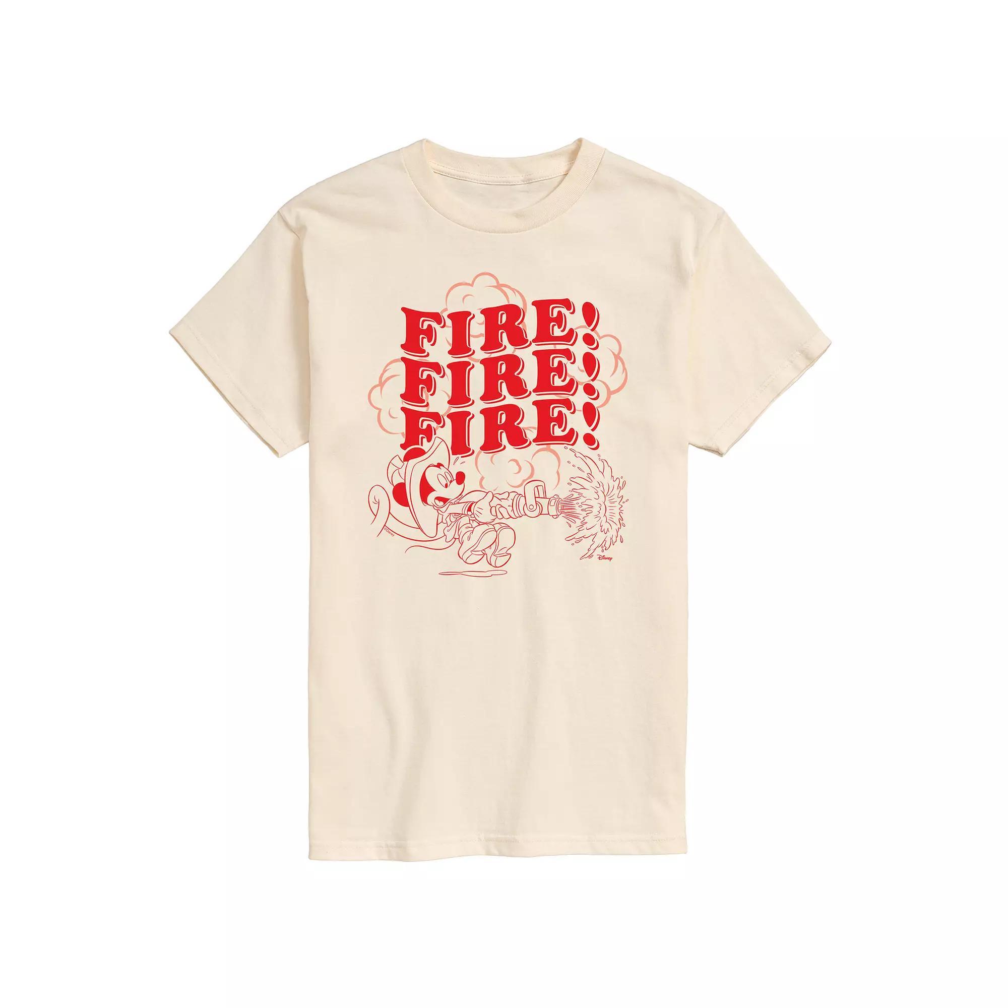 Disneys Mickey Mouse Mens Fire Stacked Mickey Graphic Tee Ivory Product Image