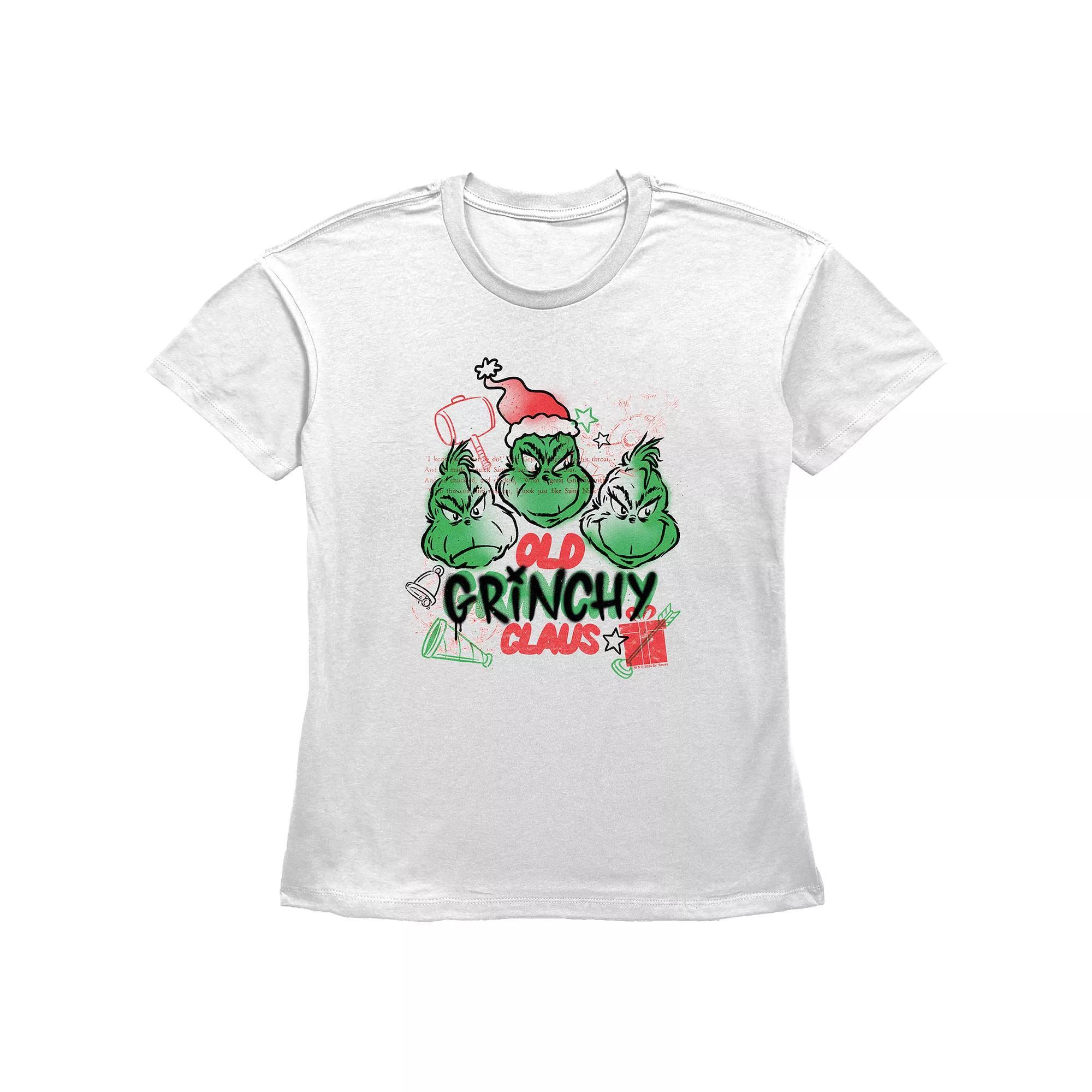 Women's Dr. Seuss Old Grinchy Claus Graphic Tee, Size: Medium, White Product Image