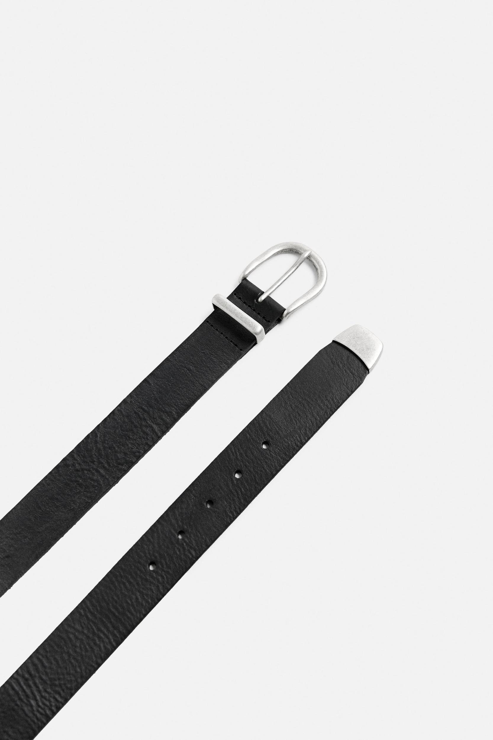 WASHED EFFECT LEATHER BELT Product Image