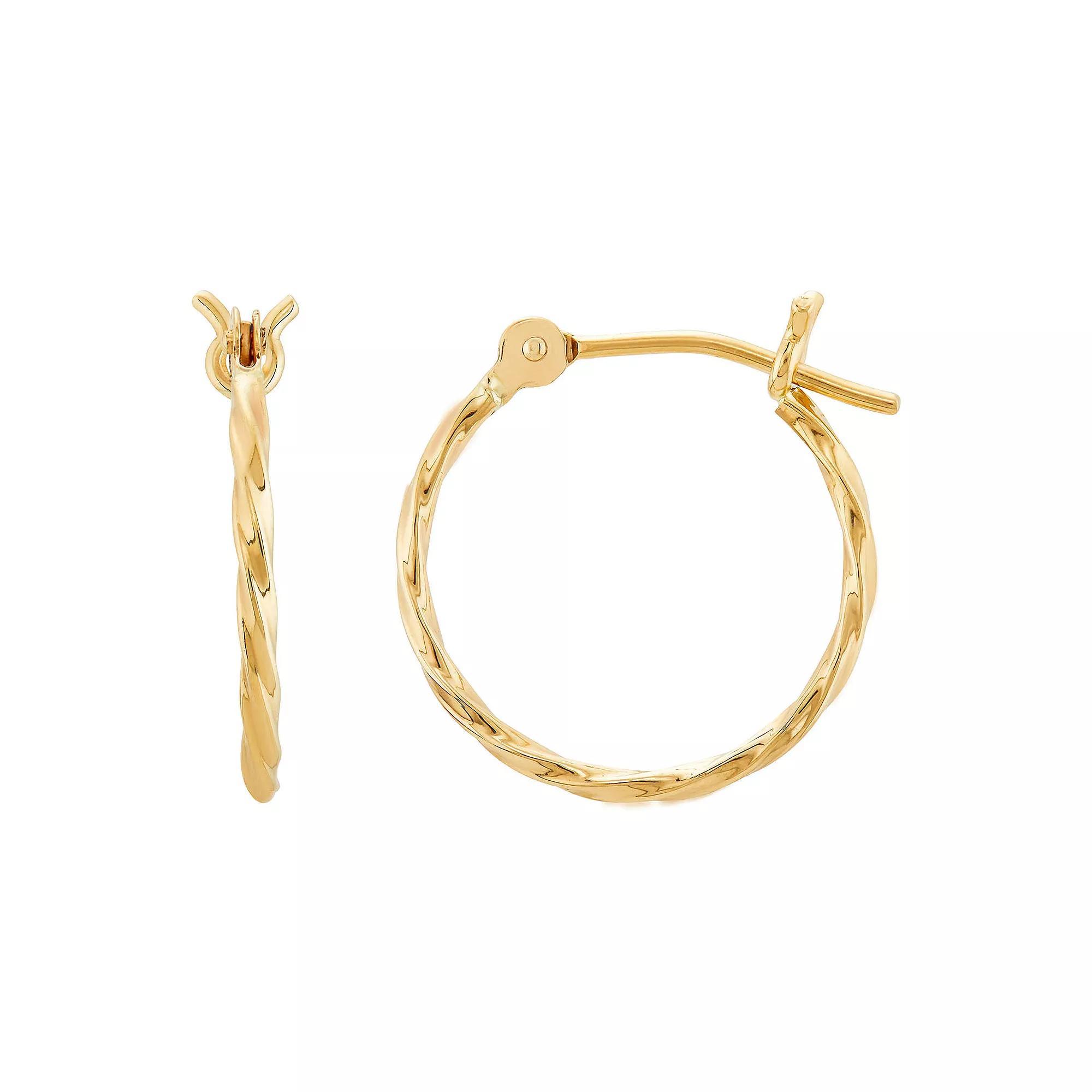 Everlasting Gold 10k Gold Square Twisted Hoop Earrings, Womens Product Image