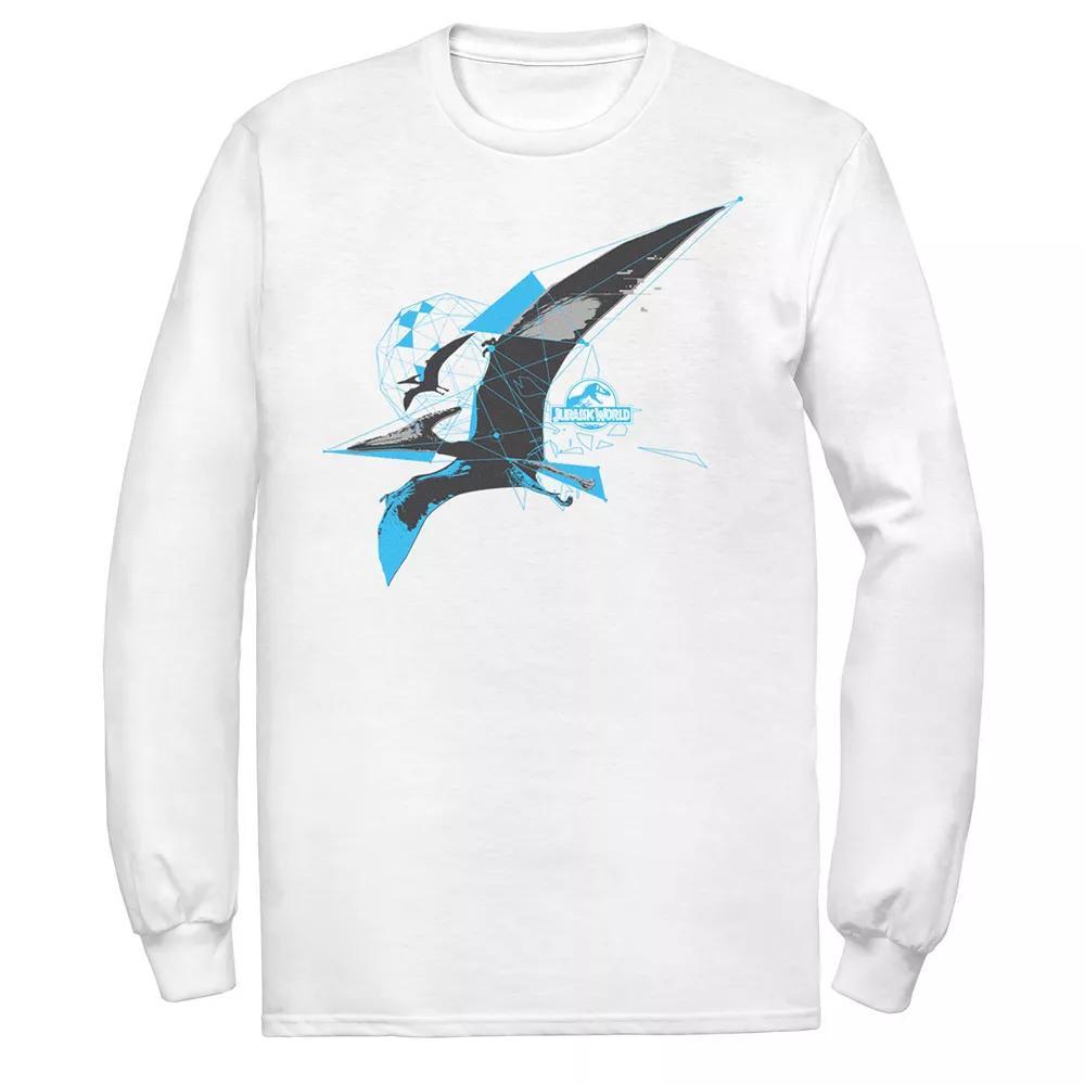 Men's Jurassic World Pterodactyl Geometric Poly Long Sleeve Graphic Tee, Size: Medium, Athletic Grey Product Image