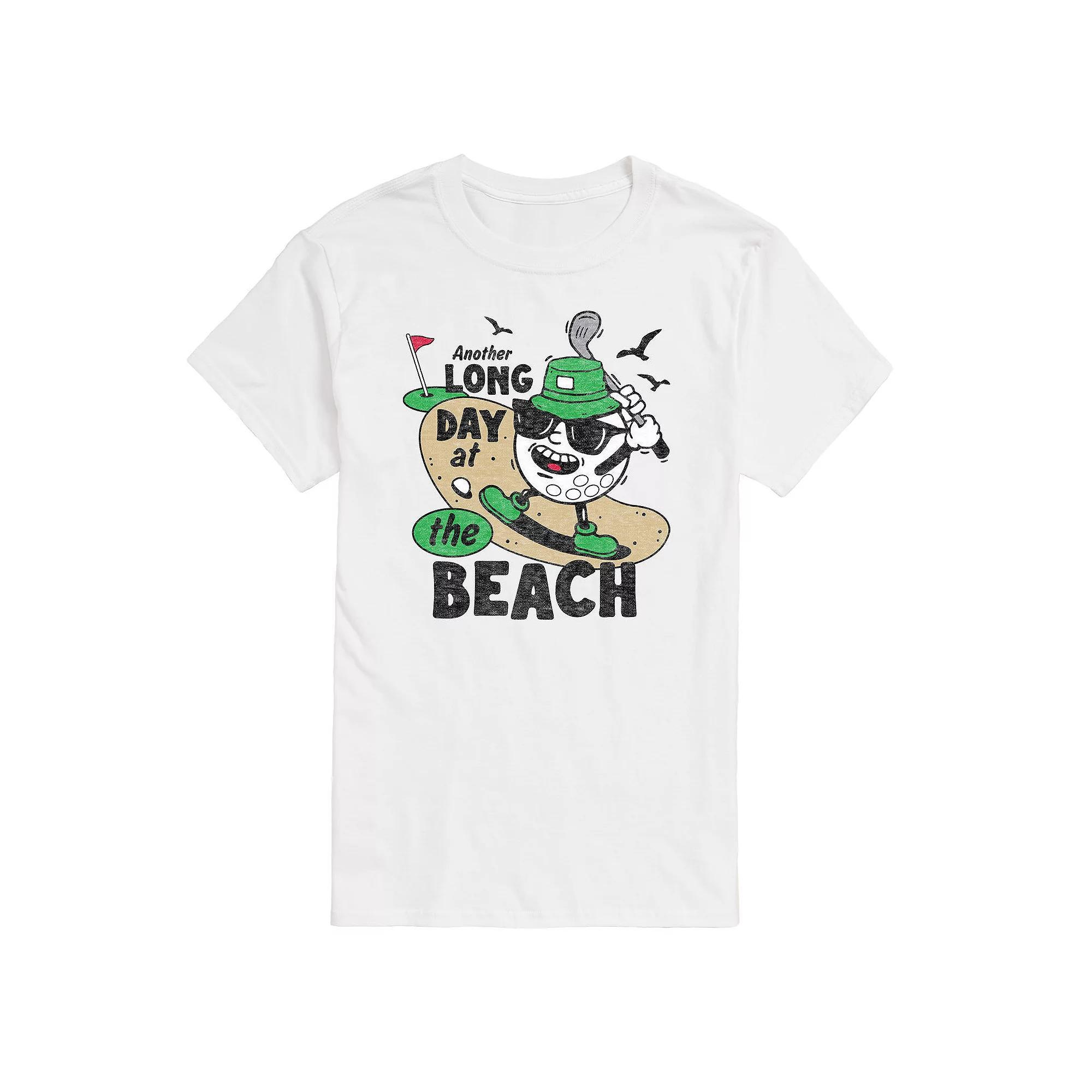 Men's Long Day at the Beach Golfing Graphic Tee, Size: XL, White Product Image