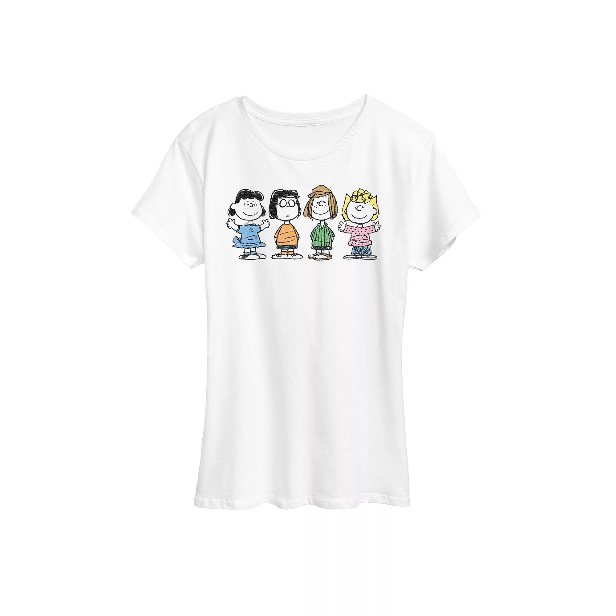Women's Peanuts Girl Group Graphic Tee, Size: Medium, White Product Image