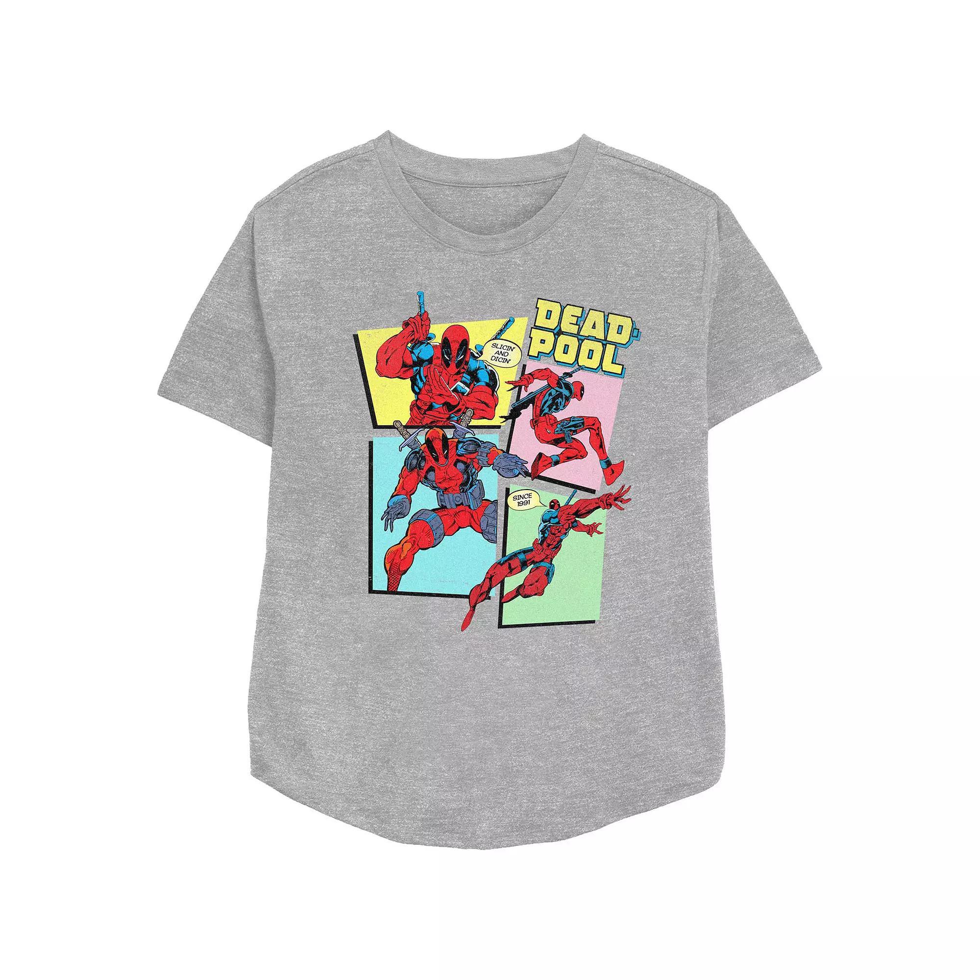 Women's Marvel Deadpool Comic Panels Graphic Tee, Size: XXL, Grey Gray Product Image