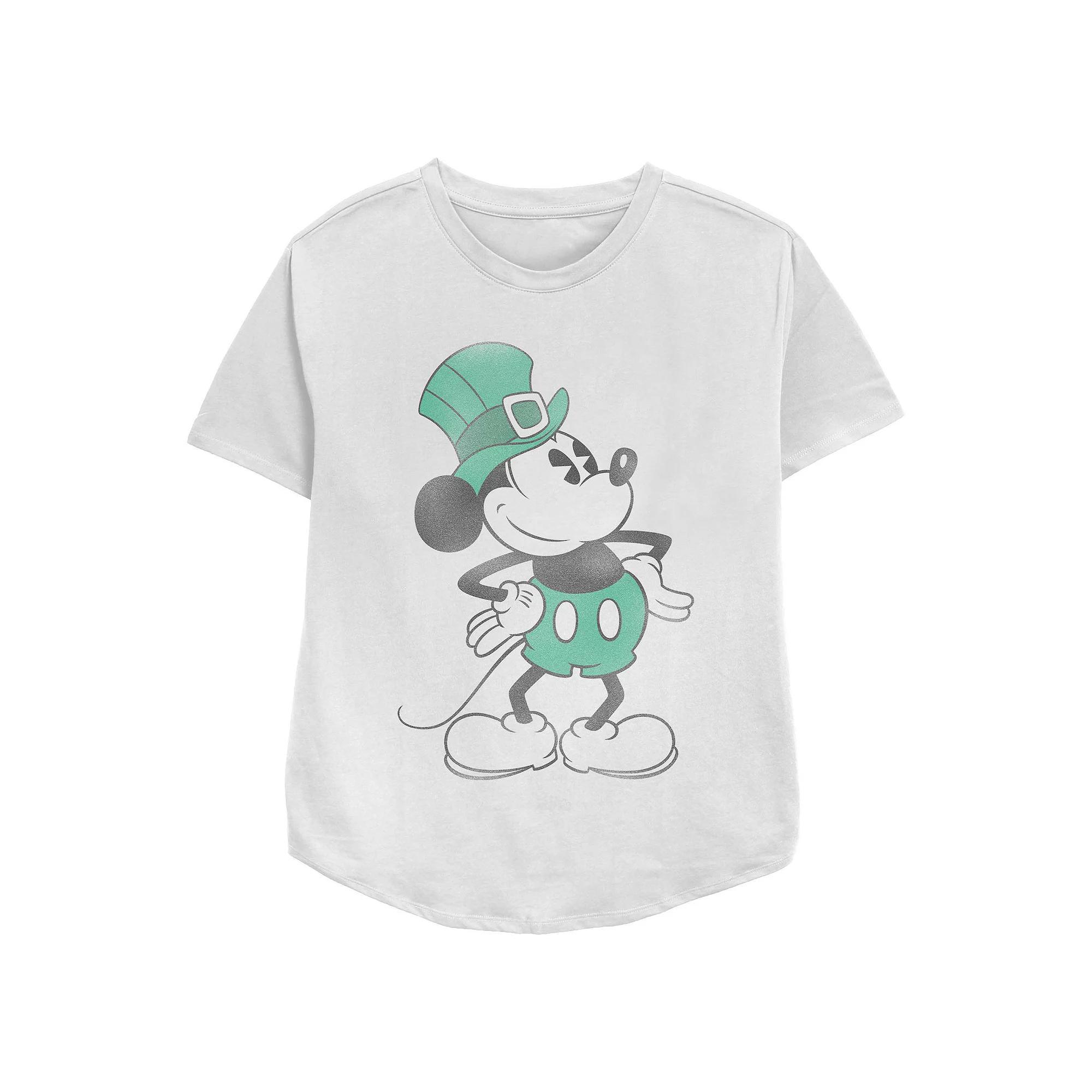 Disney's Mickey Mouse St. Patrick's Day Vintage Fashion Women's Relaxed Fit Graphic Tee, Size: Small, White Product Image