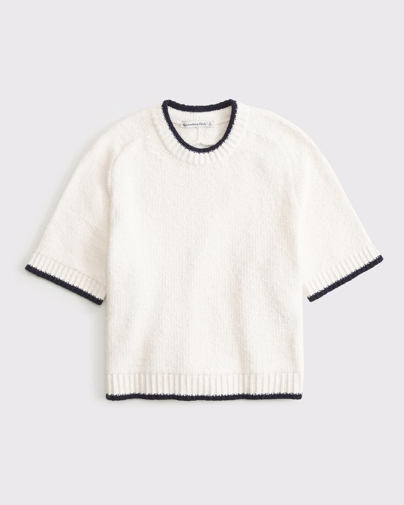 The A&F Madeline Textural Crew Sweater Tee Product Image