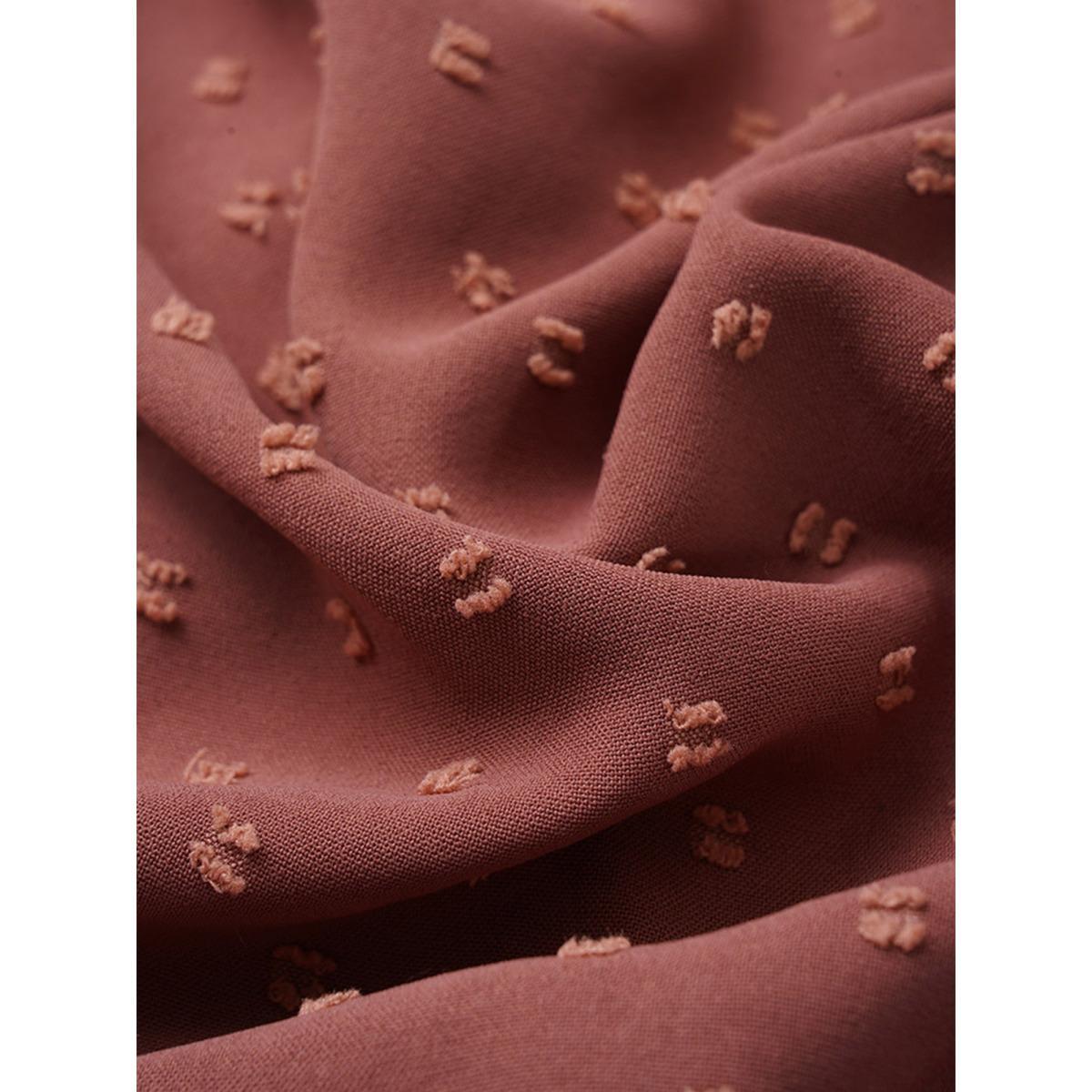 Plus Size Rust Textured Lantern Sleeve Gathered Frill Trim Blouse Women Casual Long Sleeve Round Neck Vacation Blouses BloomChic 26/4X Product Image