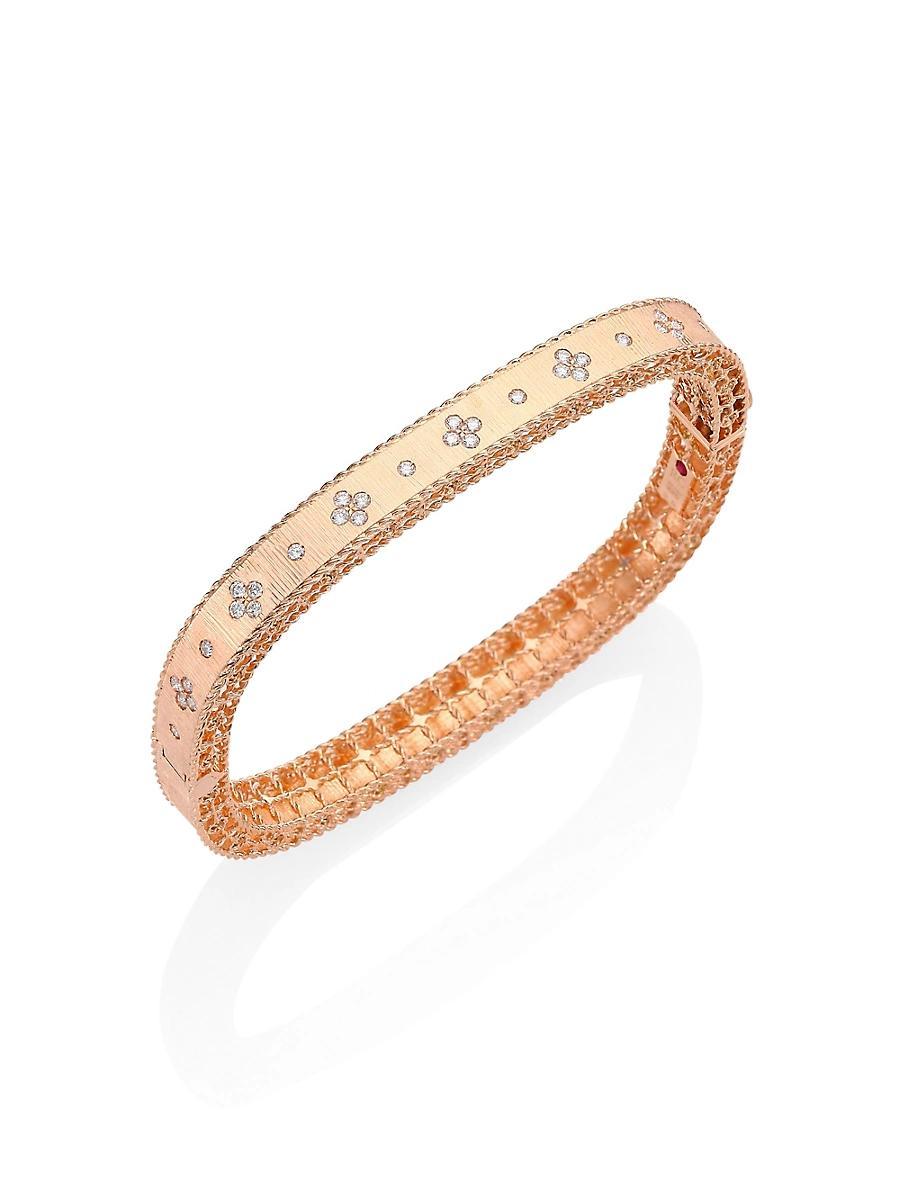 Womens Princess 18K Rose Gold & 0.48 TCW Diamond Square Bangle Product Image