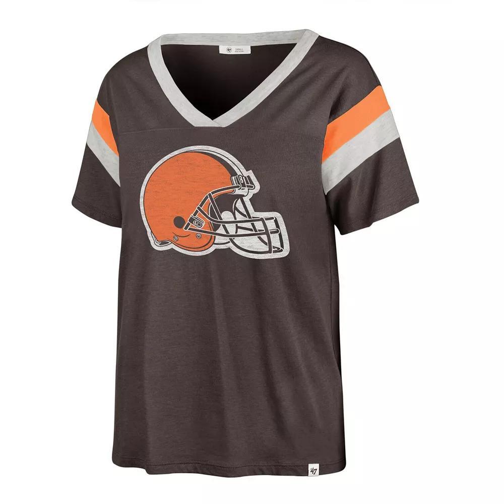 Women's '47 Brown Cleveland Browns Phoenix V-Neck T-Shirt, Size: Large Product Image