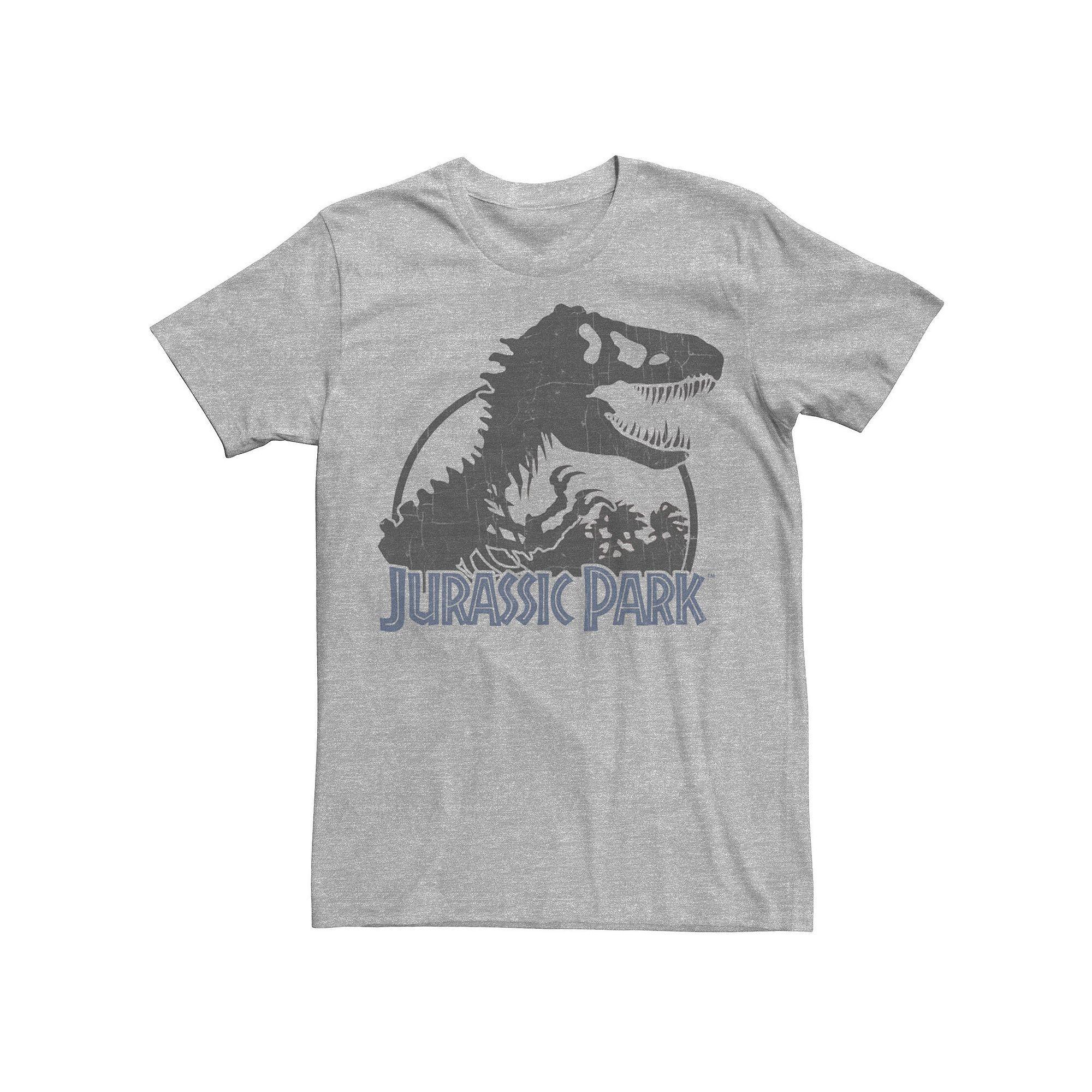 Men's Jurassic Park Classic T-Rex Skeleton Logo Tee, Size: Large, Athletic Grey Product Image