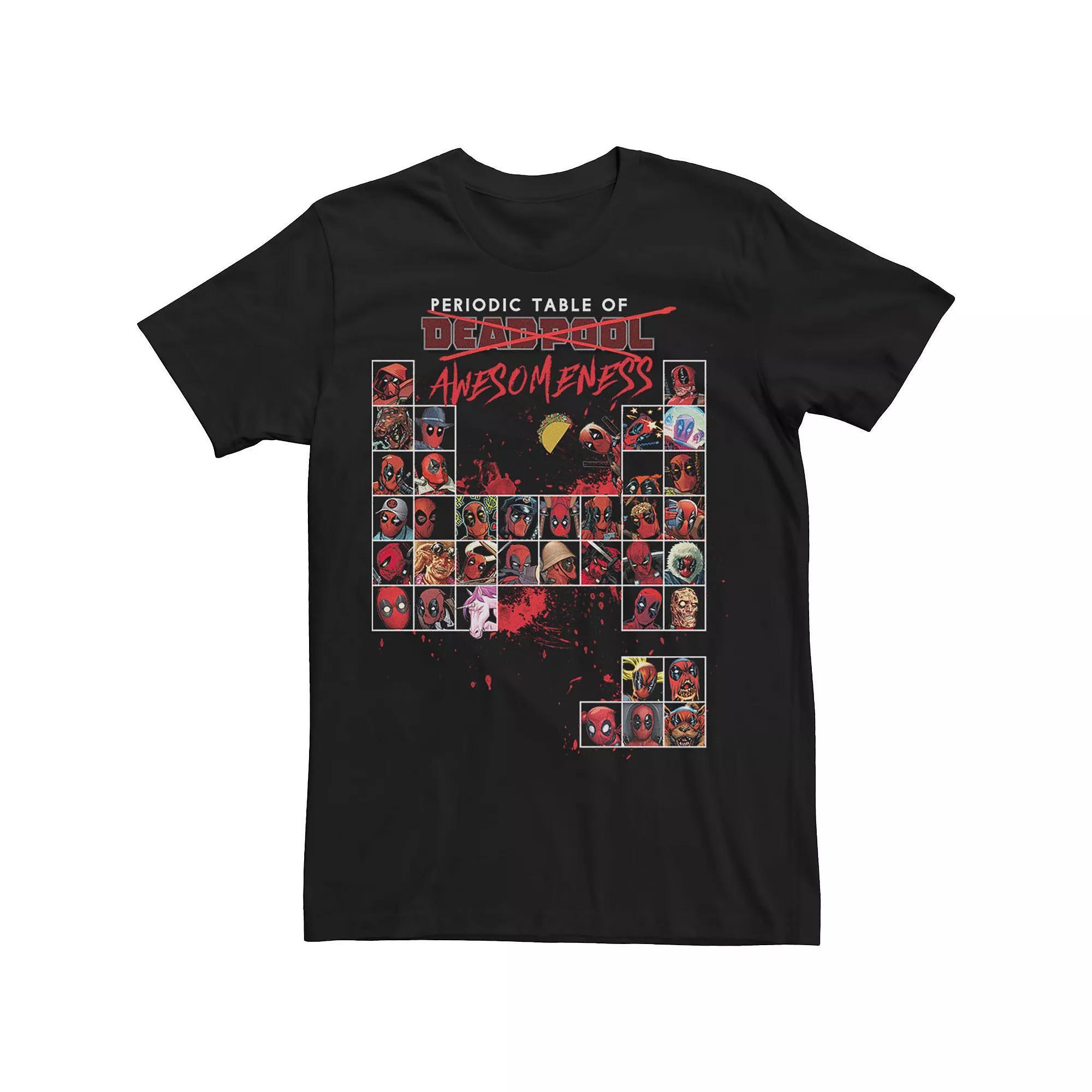 Big & Tall Marvel Deadpool Periodic Table Of Awesomeness Tee, Men's, Size: 4XL Tall, Black Product Image