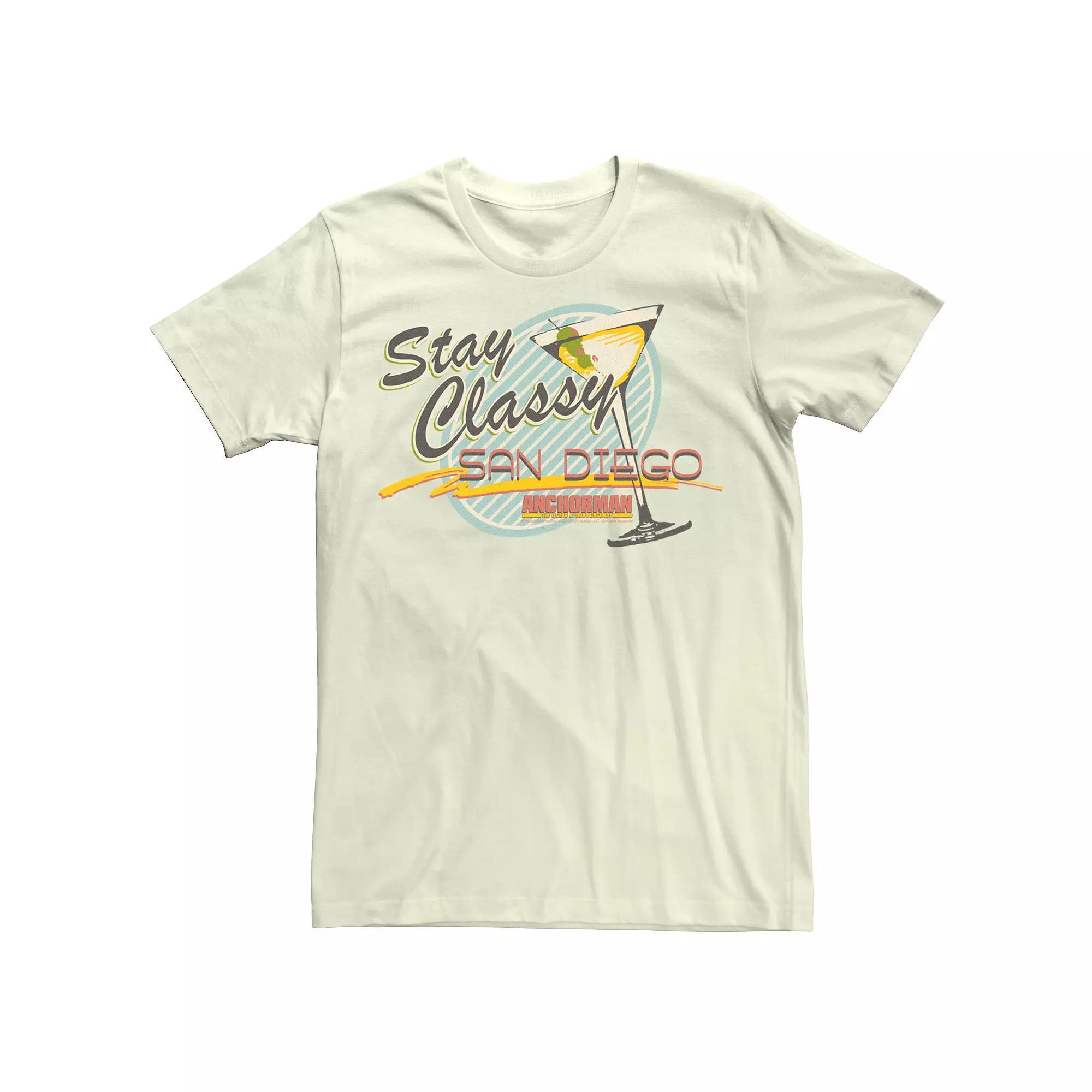 Men's Anchorman Stay Classy San Diego Martini Glass Tee, Size: Medium, Natural Product Image