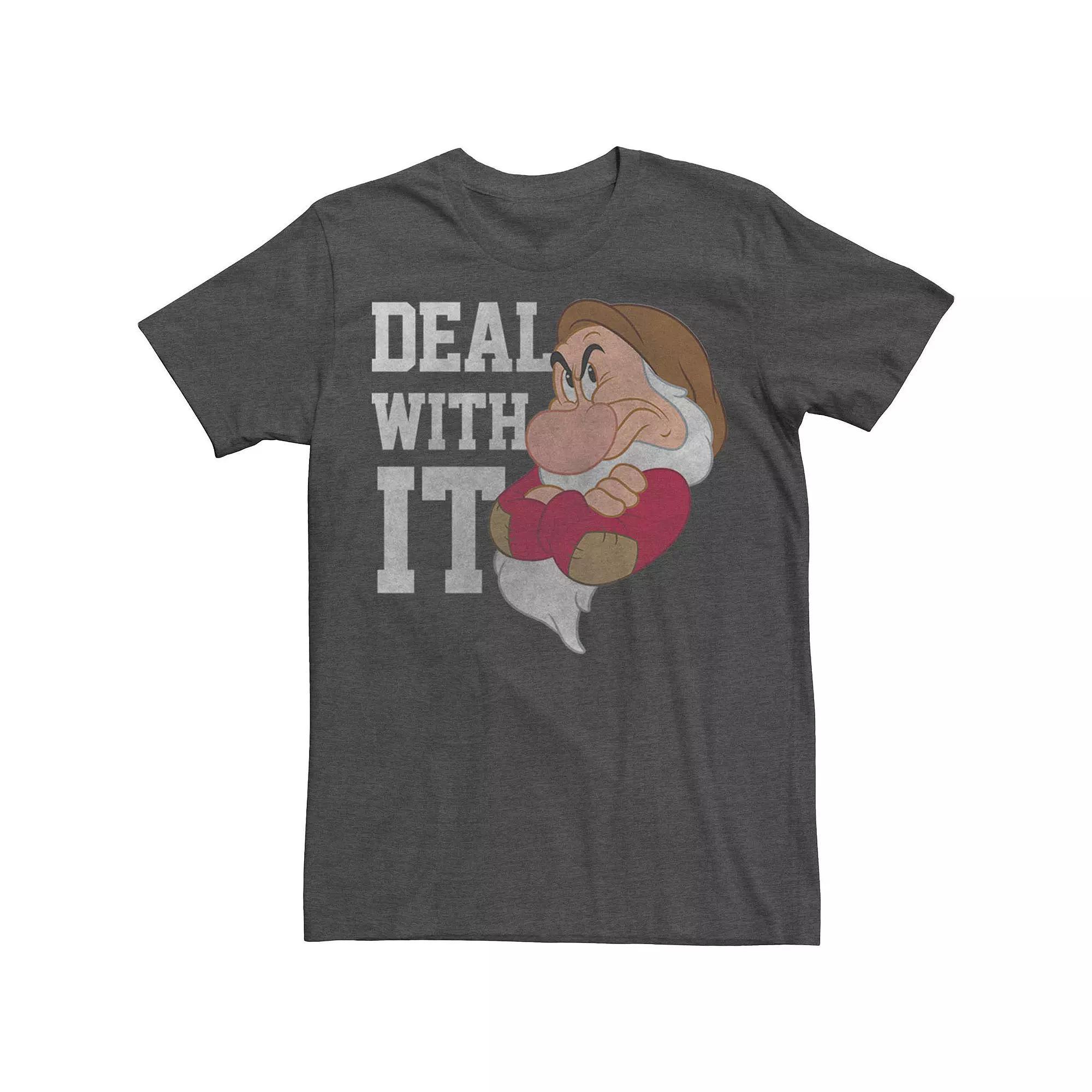 Disney's Snow White Grumpy Big & Tall Deal With It Portrait Tee, Men's, Size: 5XL, Grey Heather Product Image