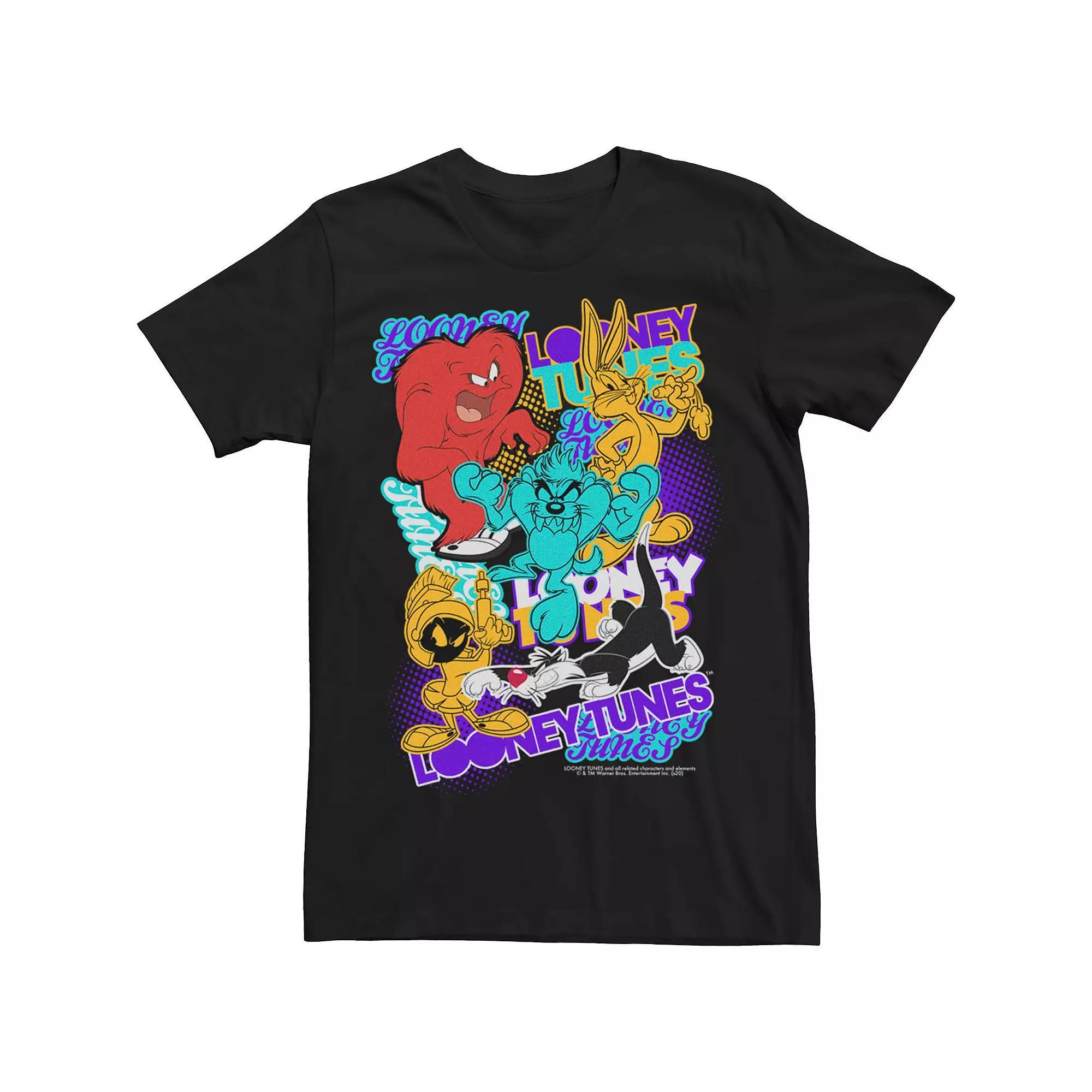 Men's Looney Tunes Electric Tunes Group Shot Tee, Size: XXL, Black Product Image