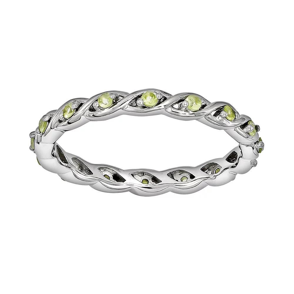 Stacks & Stones Sterling Silver Peridot Stack Ring, Womens Yellow Product Image