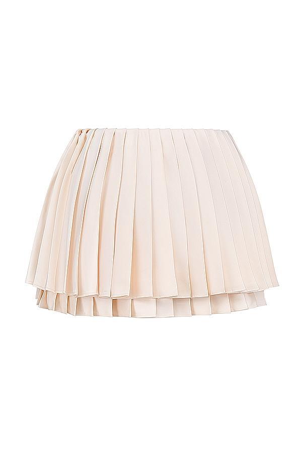 Emira Ivory Pleated Mini Skirt Product Image