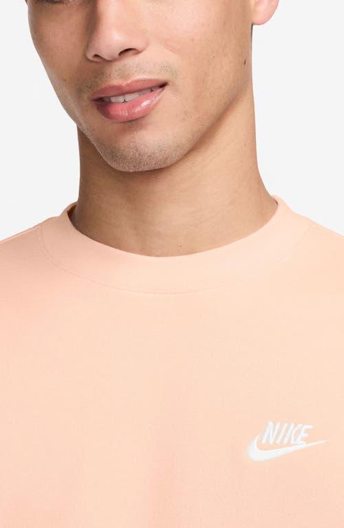 Nike Men's Club Crewneck Sweatshirt in Washed Coral/White at Nordstrom, Size X-Large Product Image
