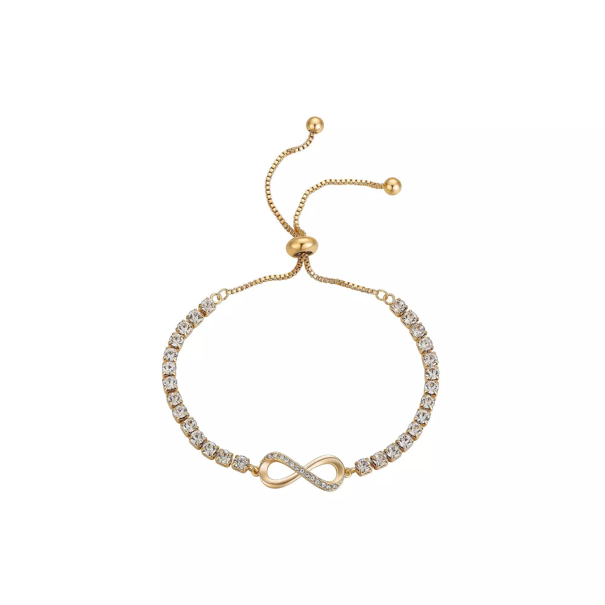 Brilliance Gold Tone Crystal Accent Infinity Adjustable Bracelet, Women's, Size: 8.5" Product Image