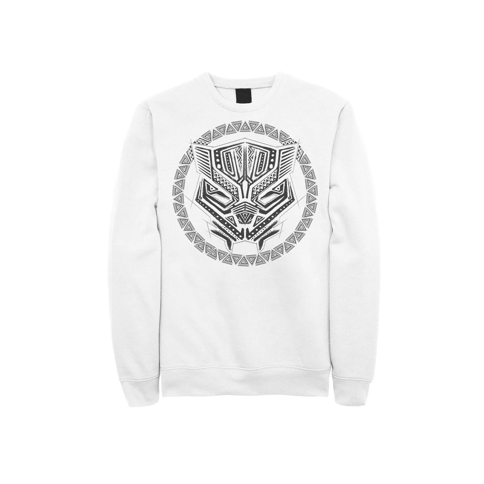 Men's Marvel Black Panther Geometric Circle Logo Graphic Fleece Pullover, Size: XL, White Product Image