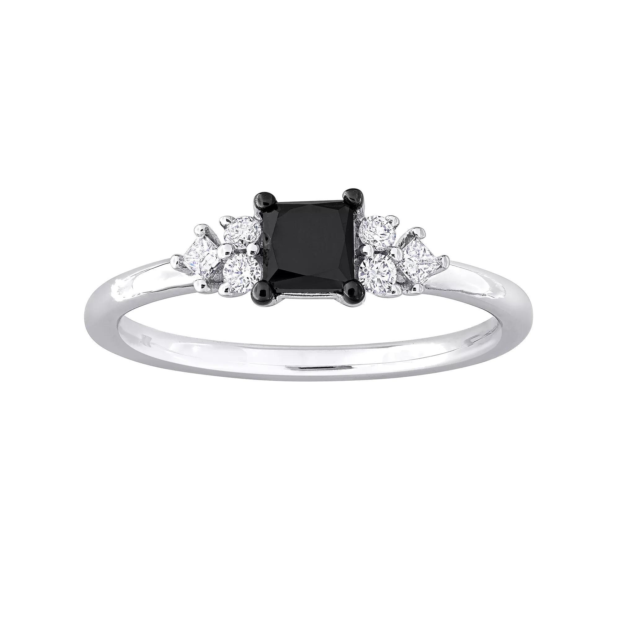 Stella Grace 14k White Gold 3/4 Carat T.W. Black & White Diamond 7-Stone Ring, Women's, Size: 9 Product Image