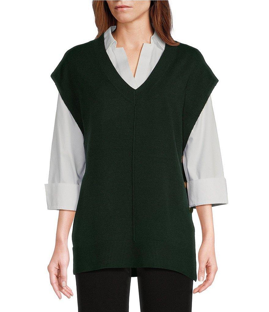 Investments Sleeveless V-Neck Sweater Vest Product Image