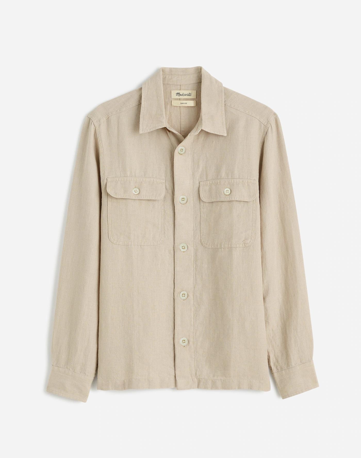 Straight Hem Work Shirt in Garment-Dyed Linen Product Image