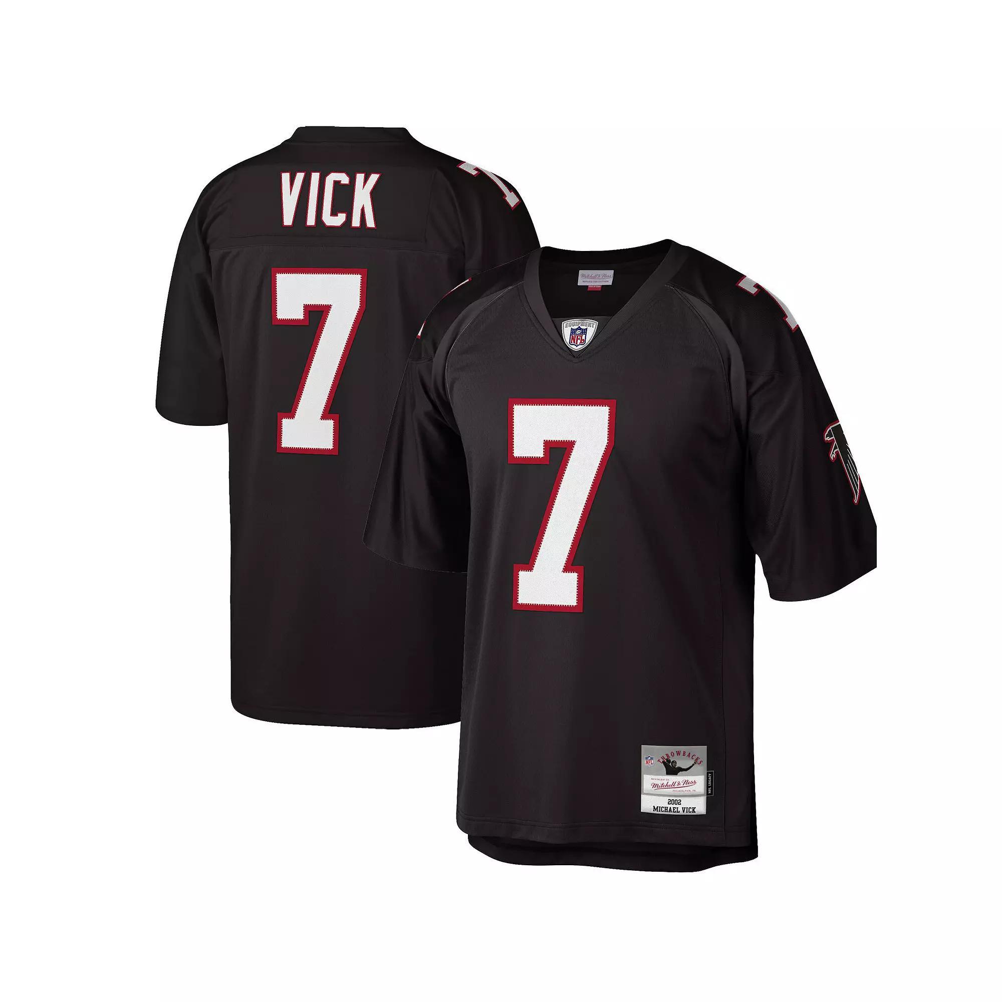 Men's Mitchell & Ness Michael Vick Black Atlanta Falcons Big & Tall 2002 Retired Player Replica Jersey, Size: 2XLT Product Image