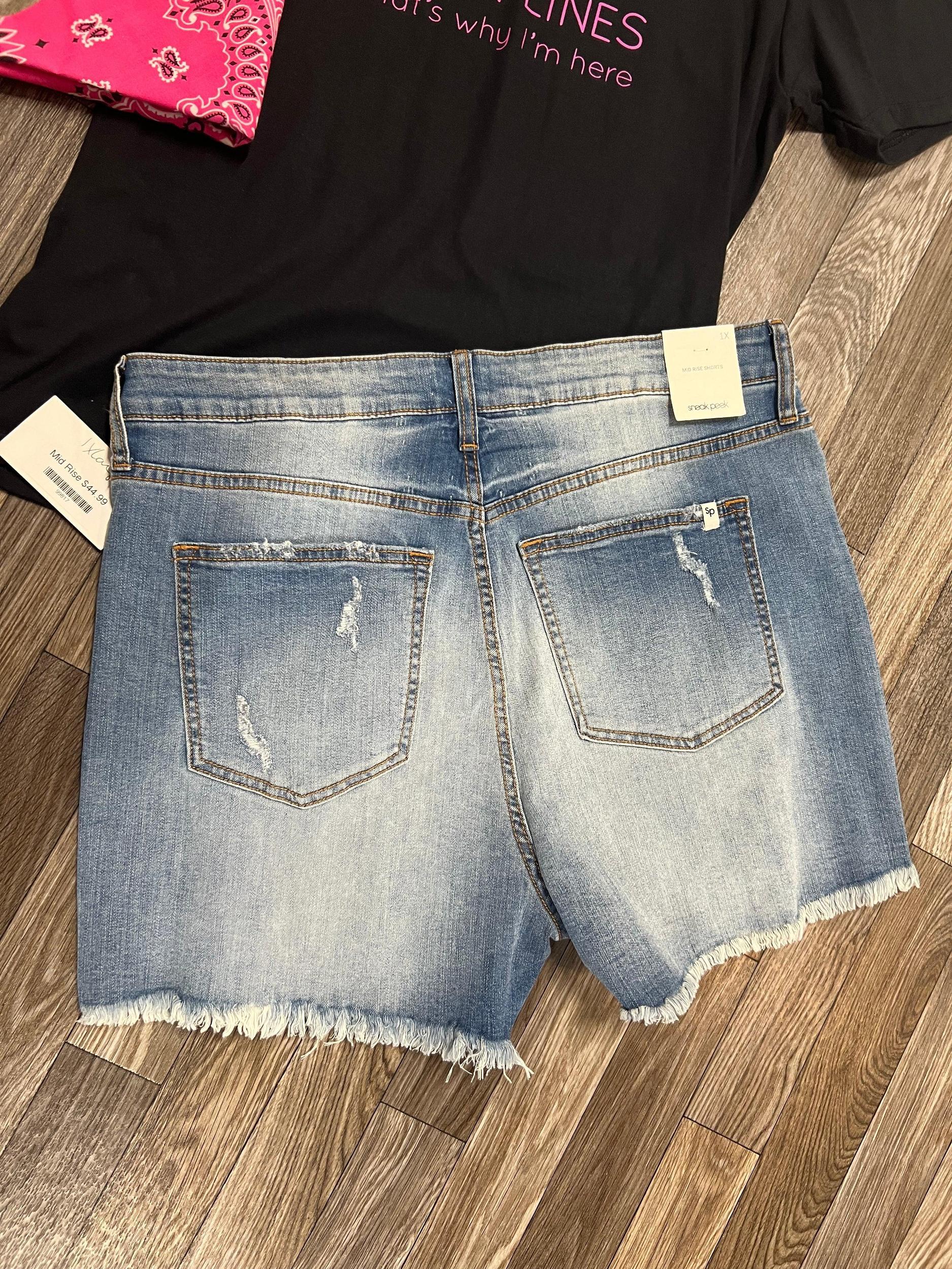 Plus Size SneakPeek Distressed Denim Shorts Product Image