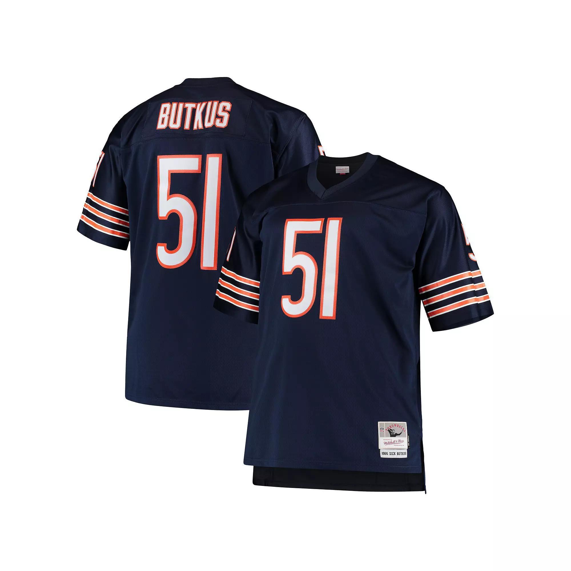 Men's Mitchell & Ness Dick Butkus Navy Chicago Bears Big & Tall 1966 Retired Player Replica Jersey, Size: 5XLT, Blue Product Image