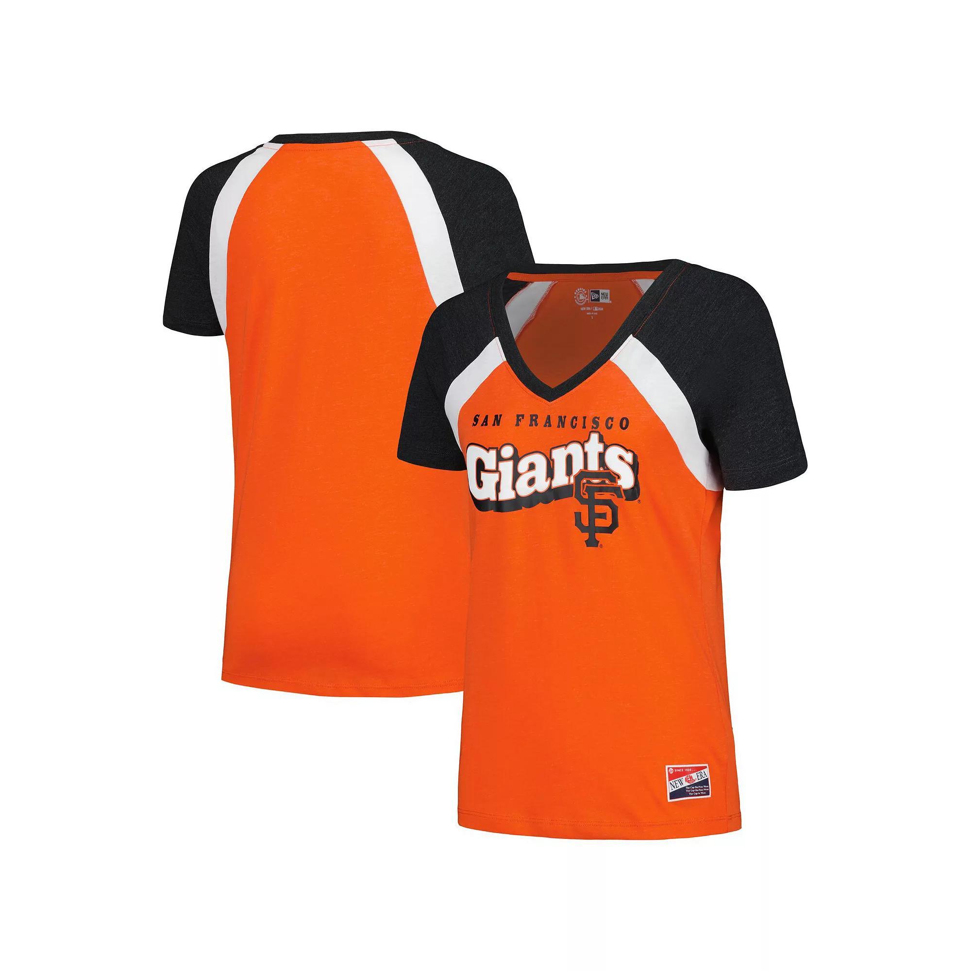 Women's New Era Orange San Francisco Giants Heathered Raglan V-Neck T-Shirt, Size: Small Product Image