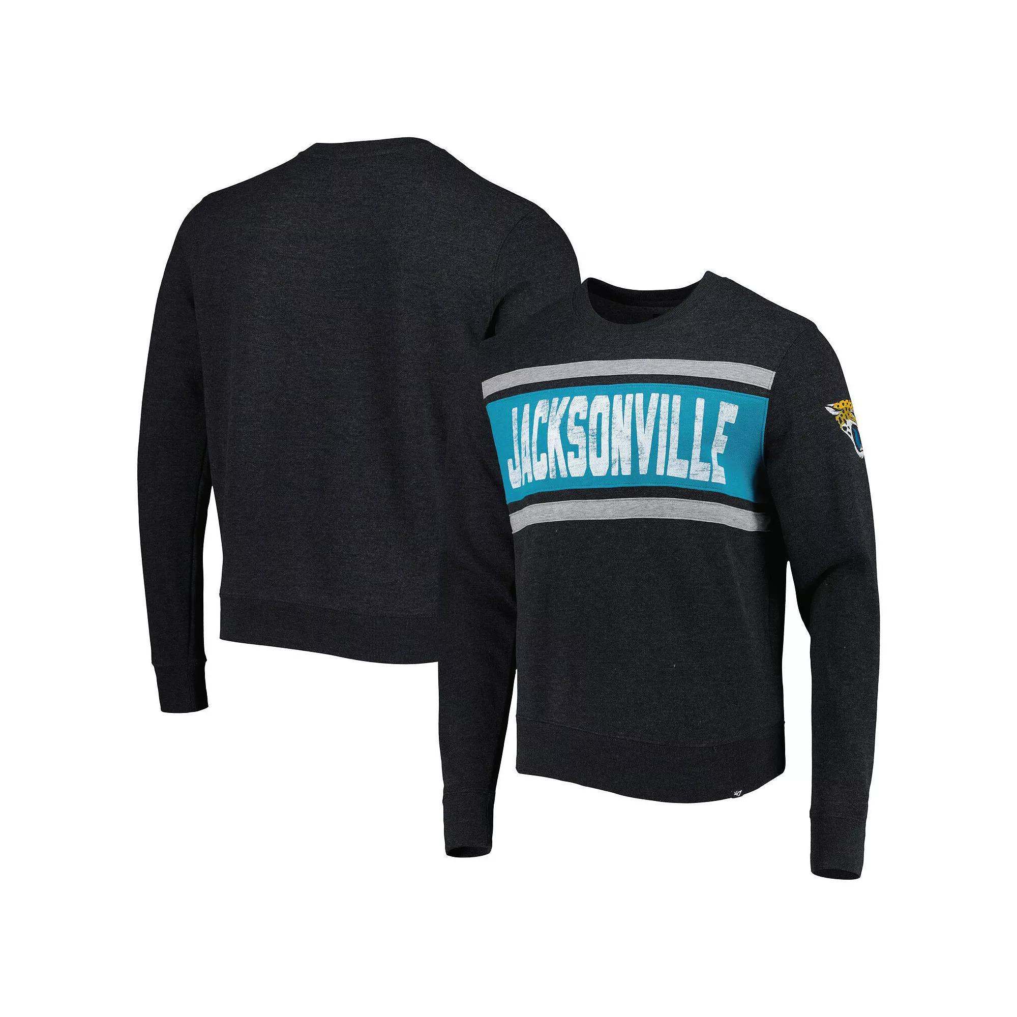 Men's '47 Heathered Black Jacksonville Jaguars Bypass Tribeca Pullover Sweatshirt, Size: 3XL Product Image