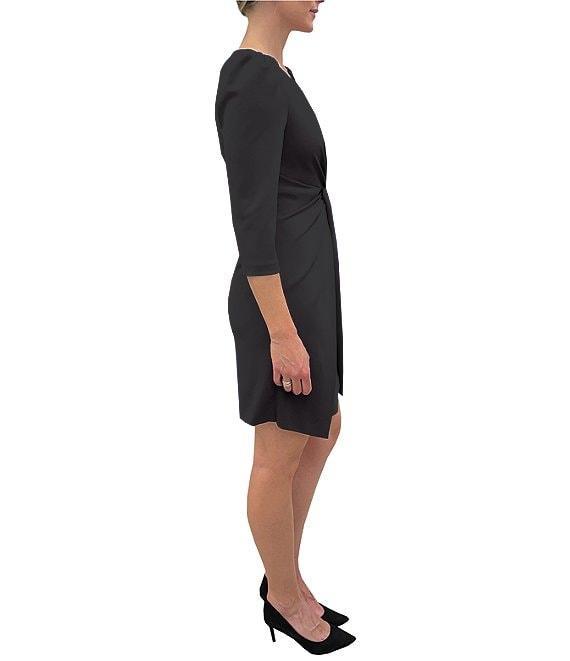 Julia Jordan Stretch V-Neck 3/4 Sleeve Knot Waist Sheath Dress Product Image