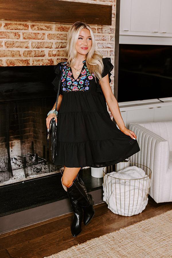 Hidden Bungalow Embroidered Dress In Black Product Image