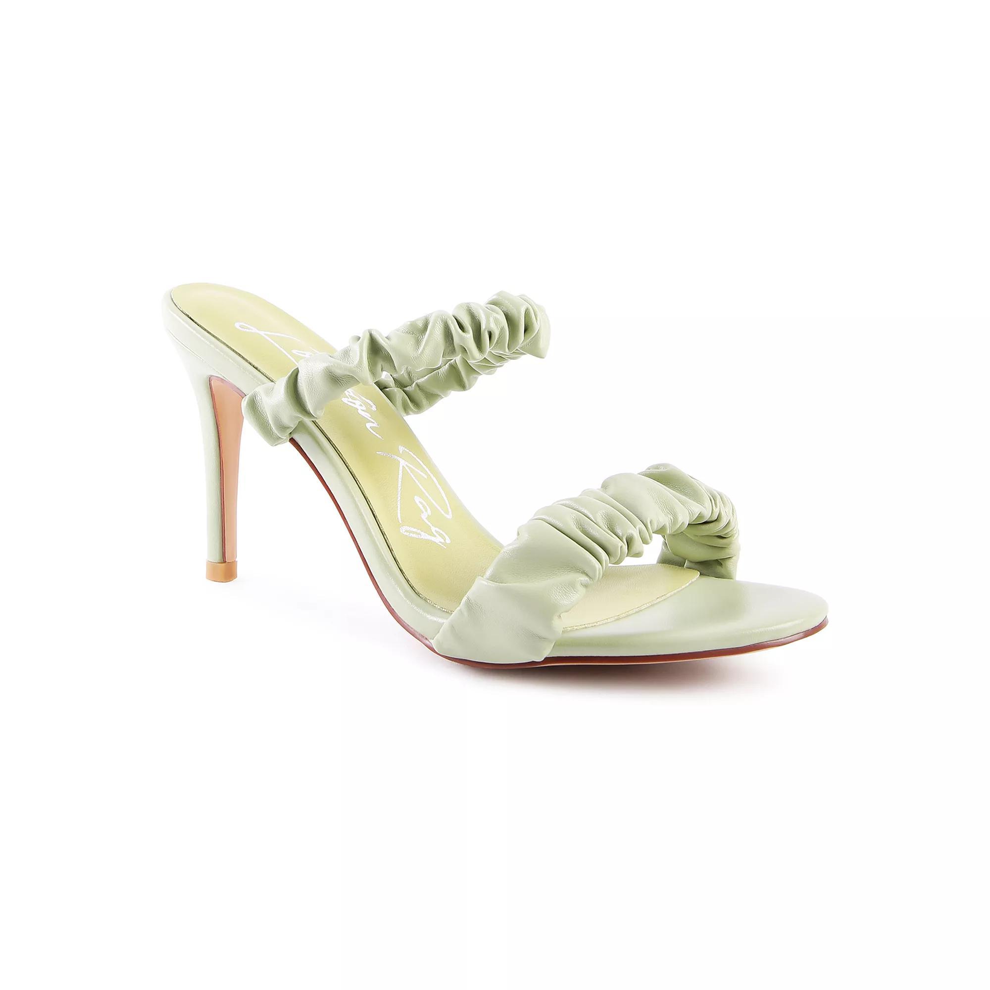 London Rag Gathered Around Slip-On Women's Heeled Sandals, Size: 6, White Product Image